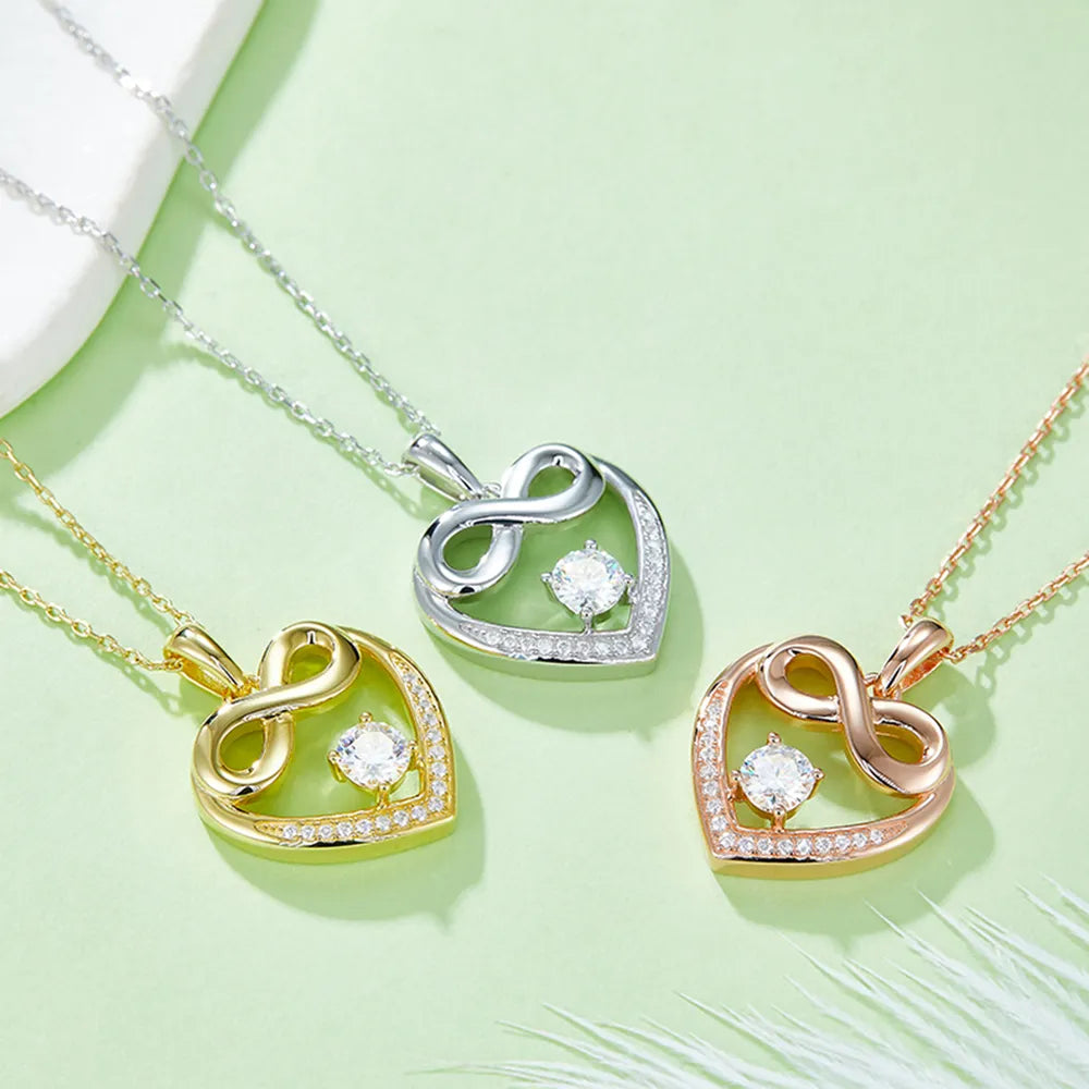 Heart Shaped Moissanite Sterling Silver Necklace