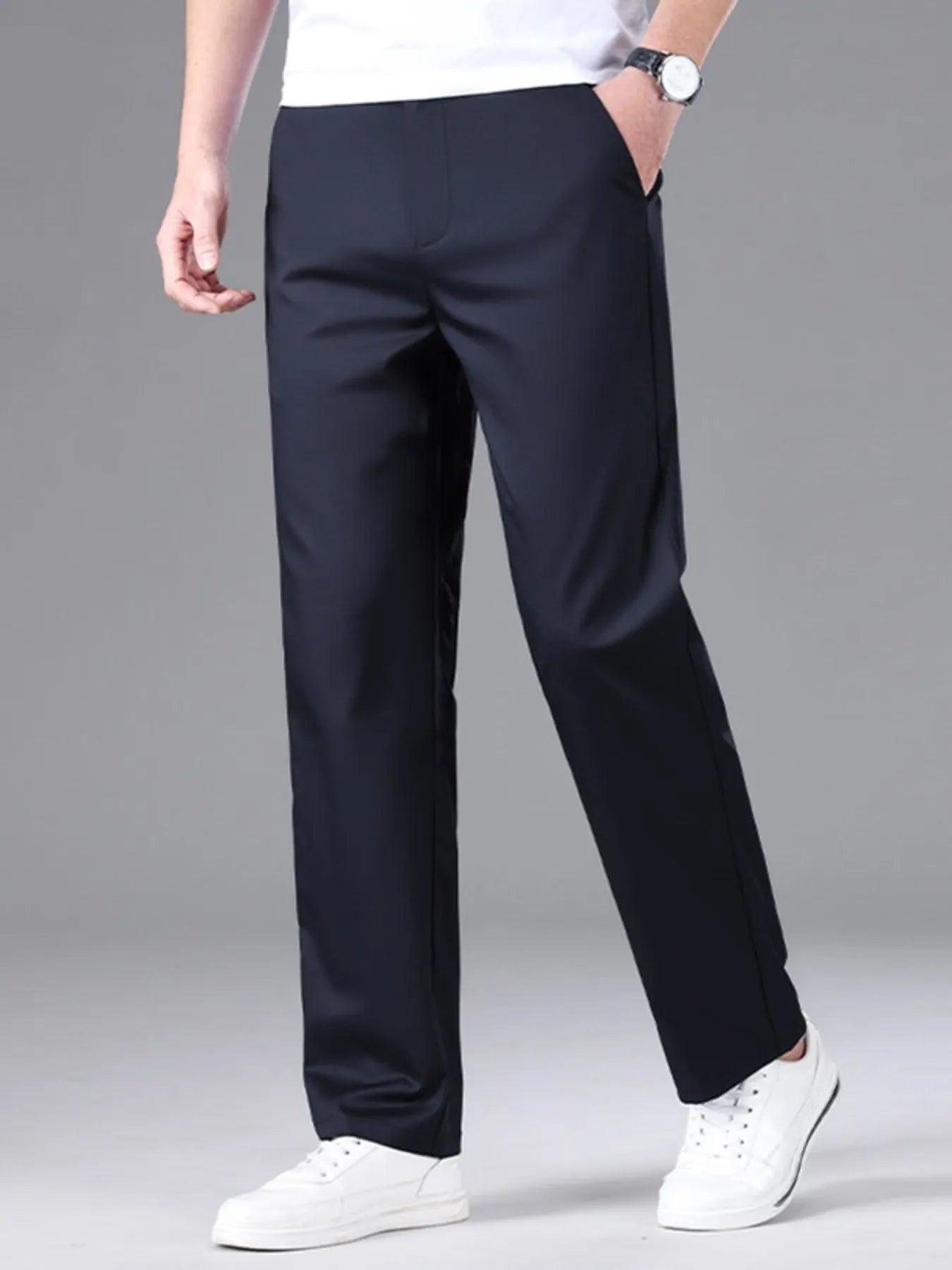 Mens Gray Loose Fit Cargo Pants