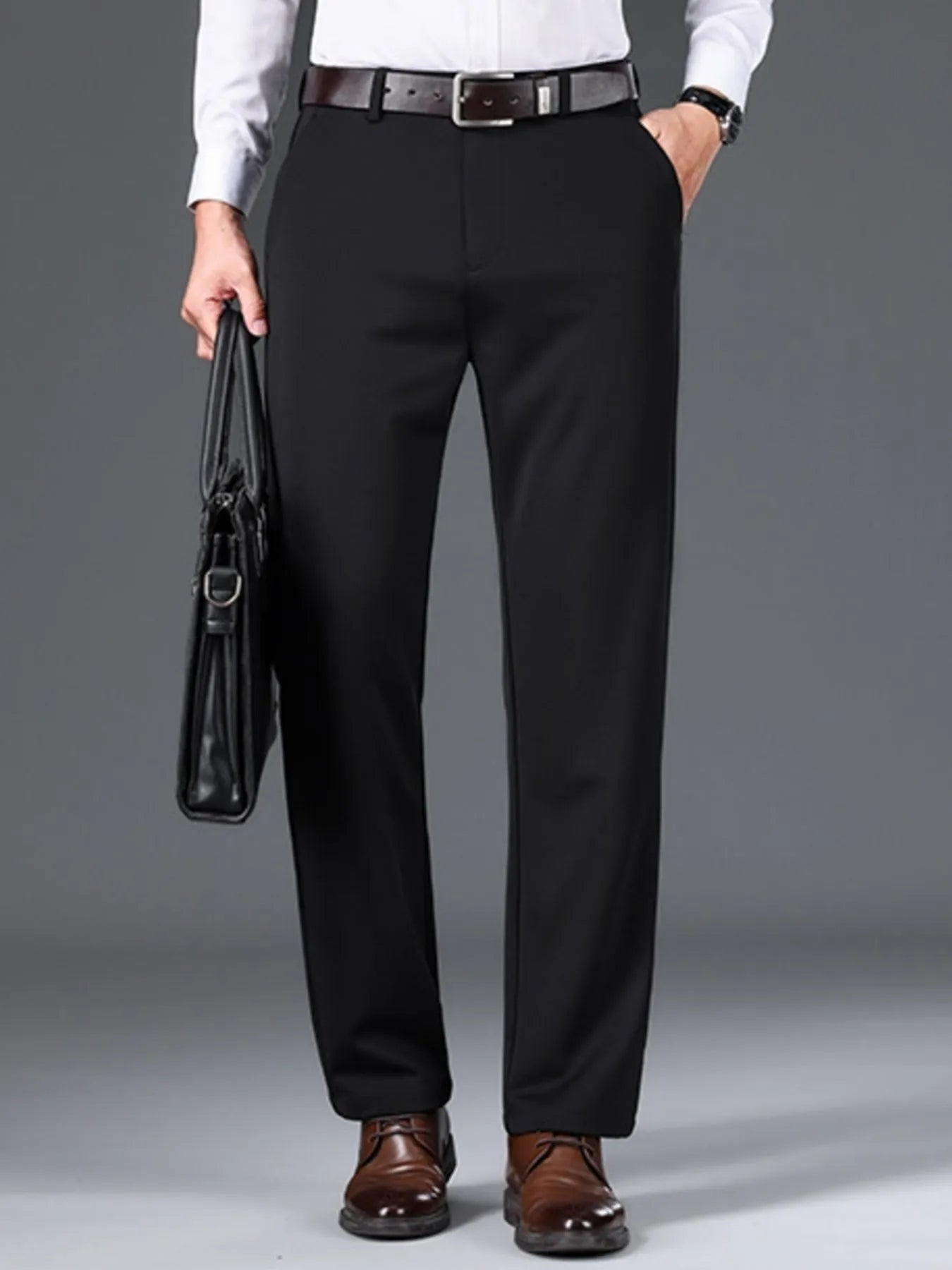 Breathable Pocketed Black Pants for Men