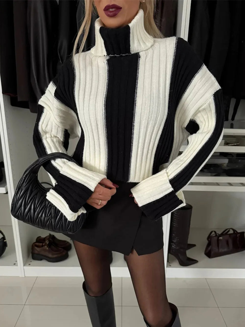 Cozy Burgundy Turtleneck Sweater
