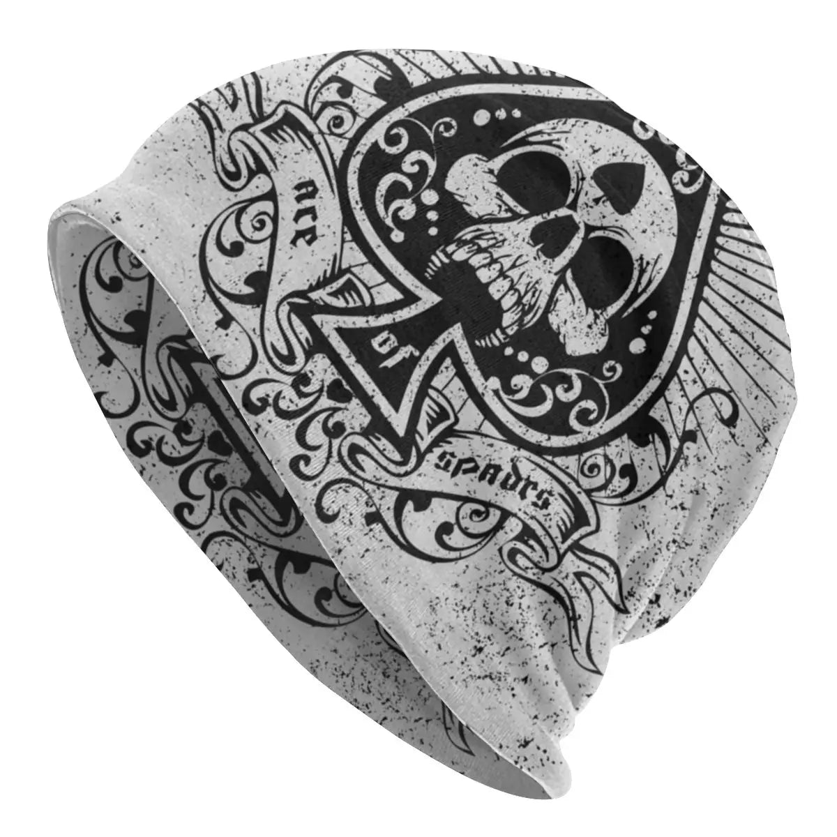 Gray Skull Beanie Premium Cotton & Polyester Blend Mens Hat