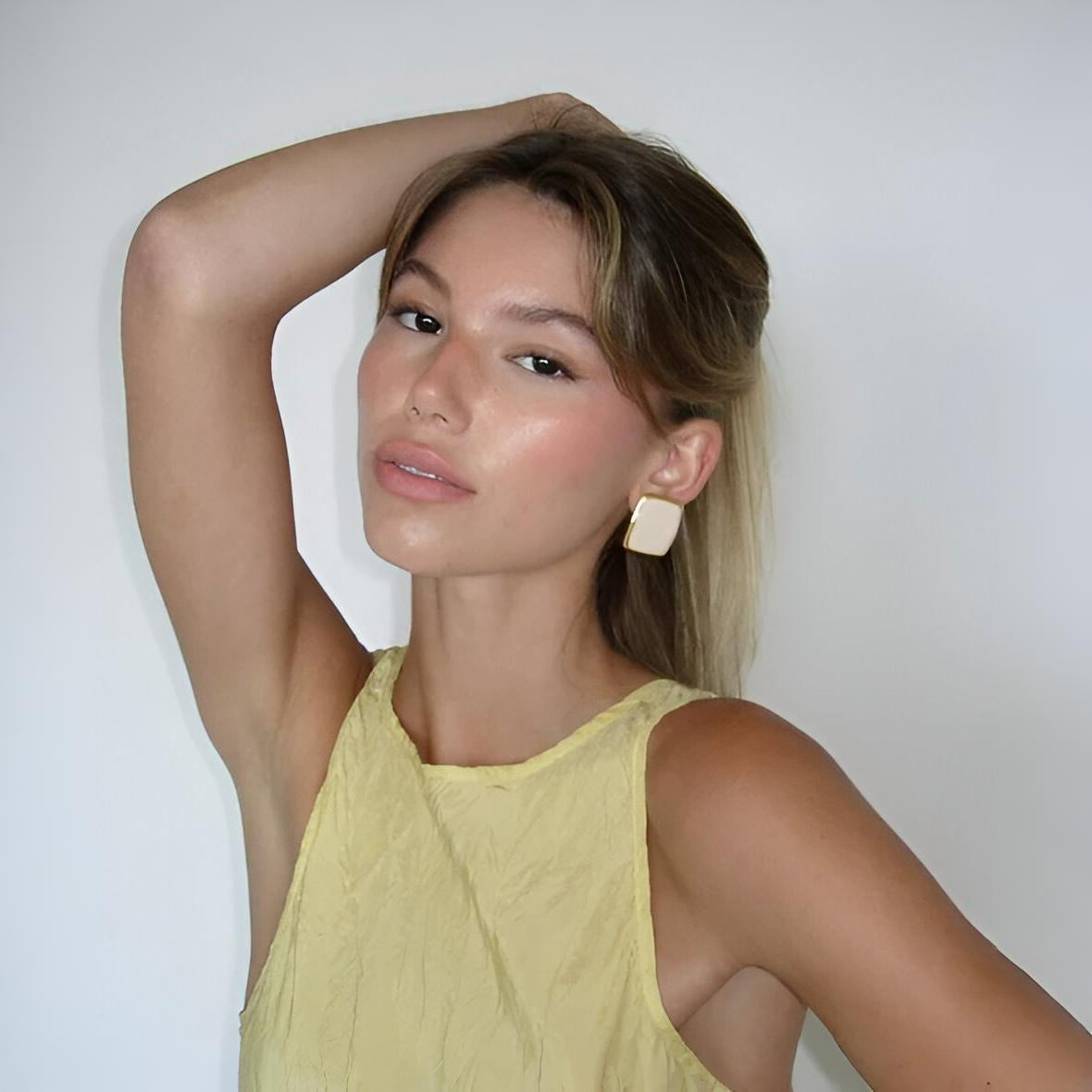Gleaming Gold-Plated Enamel Earrings