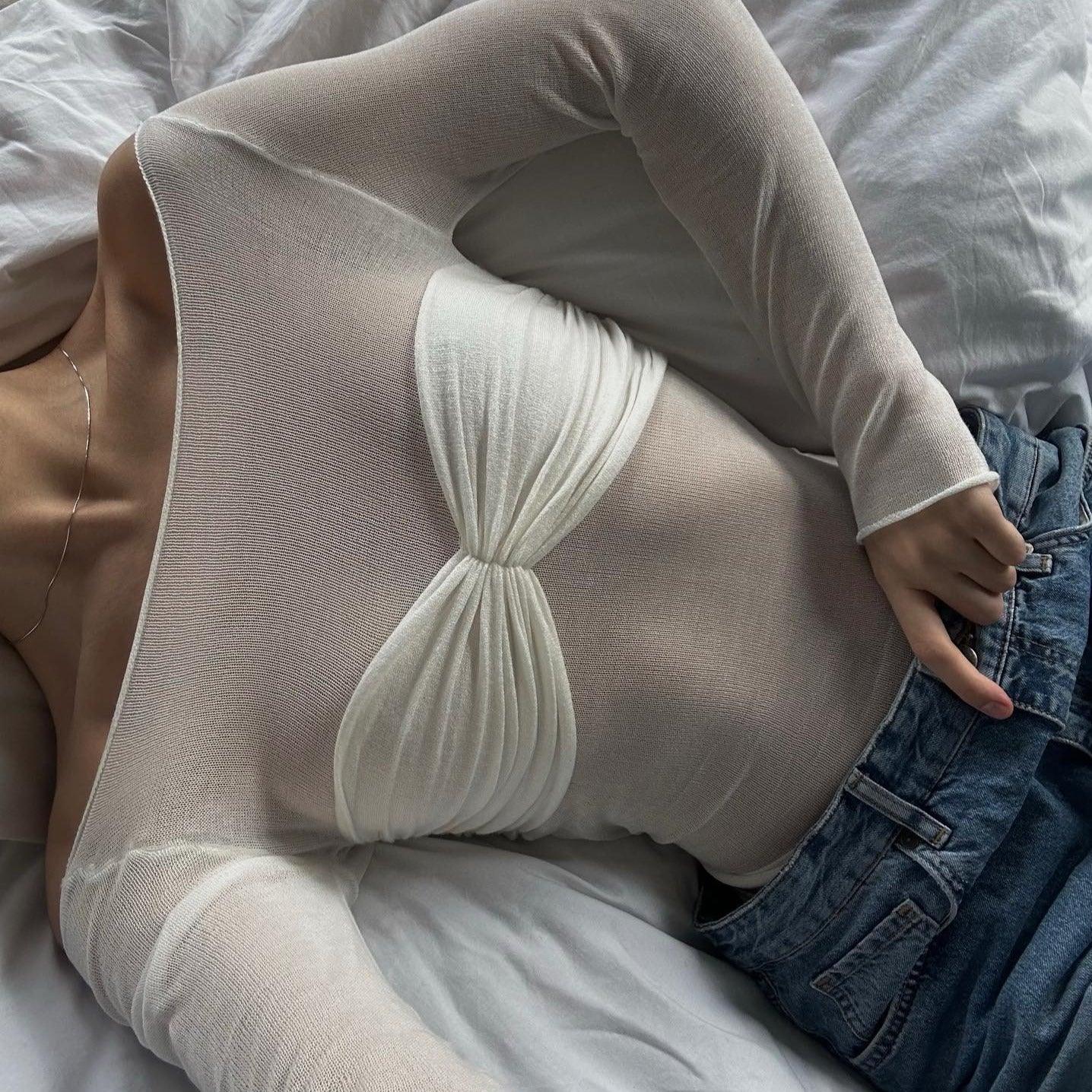 Sheer White Off Shoulder Crop Top
