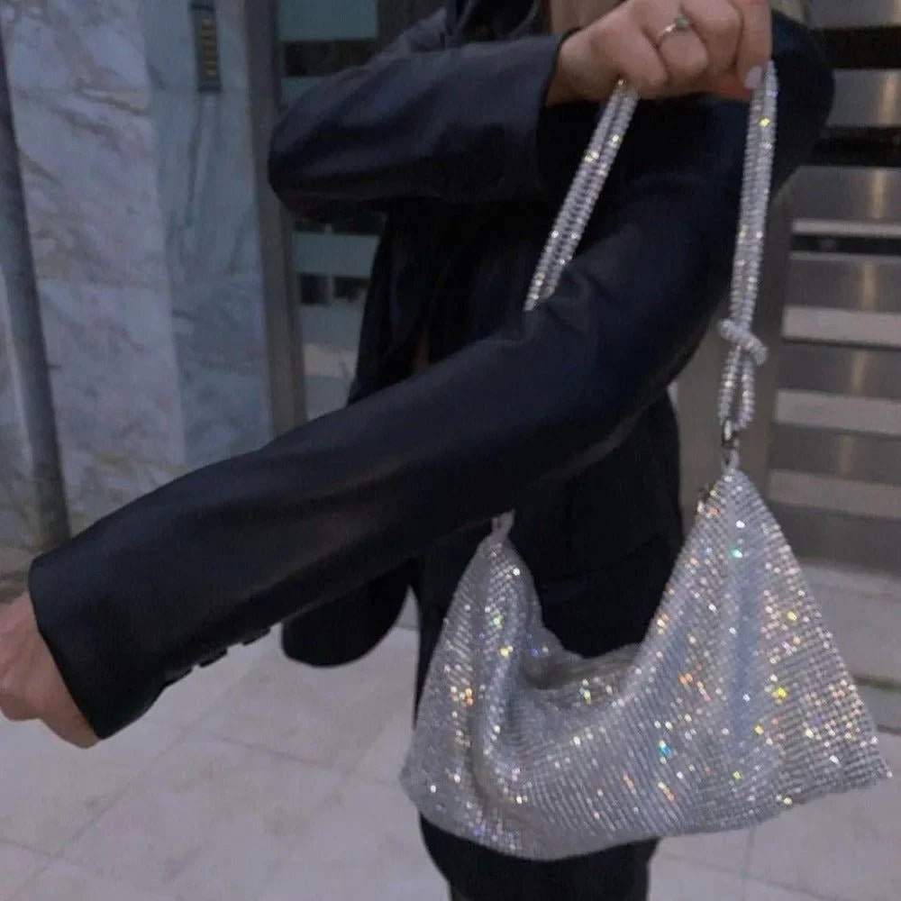 Rhinestone Sparkle Chain Strap Evening Bag