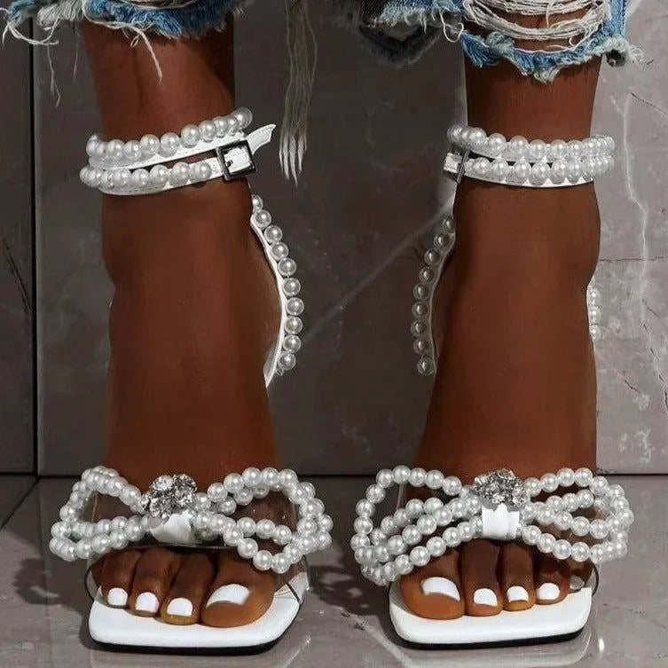 Elegant White Ankle Strap Heels for Formal Events
