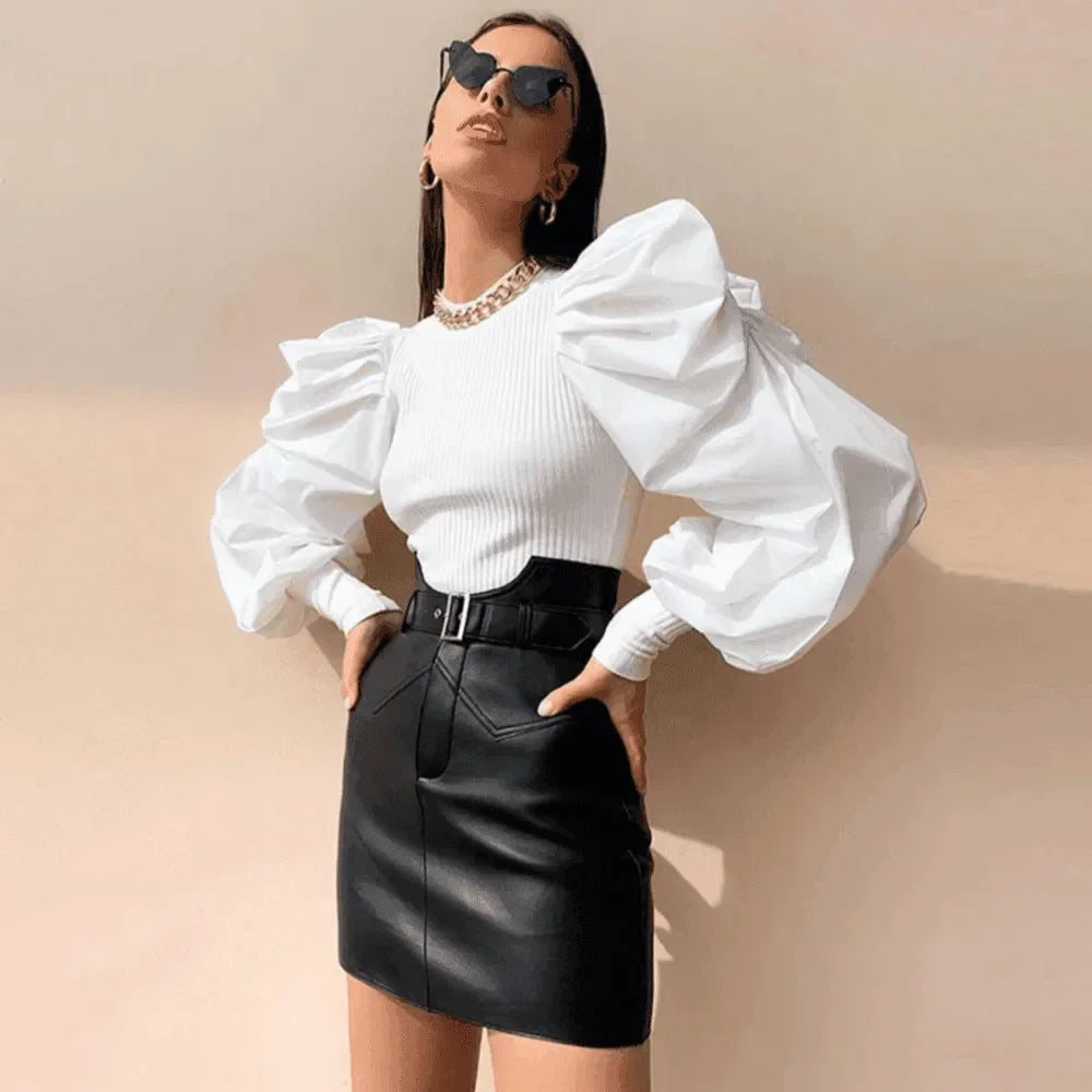 Ribbed Puff Sleeve Top for Women - Stylish & Comfortable