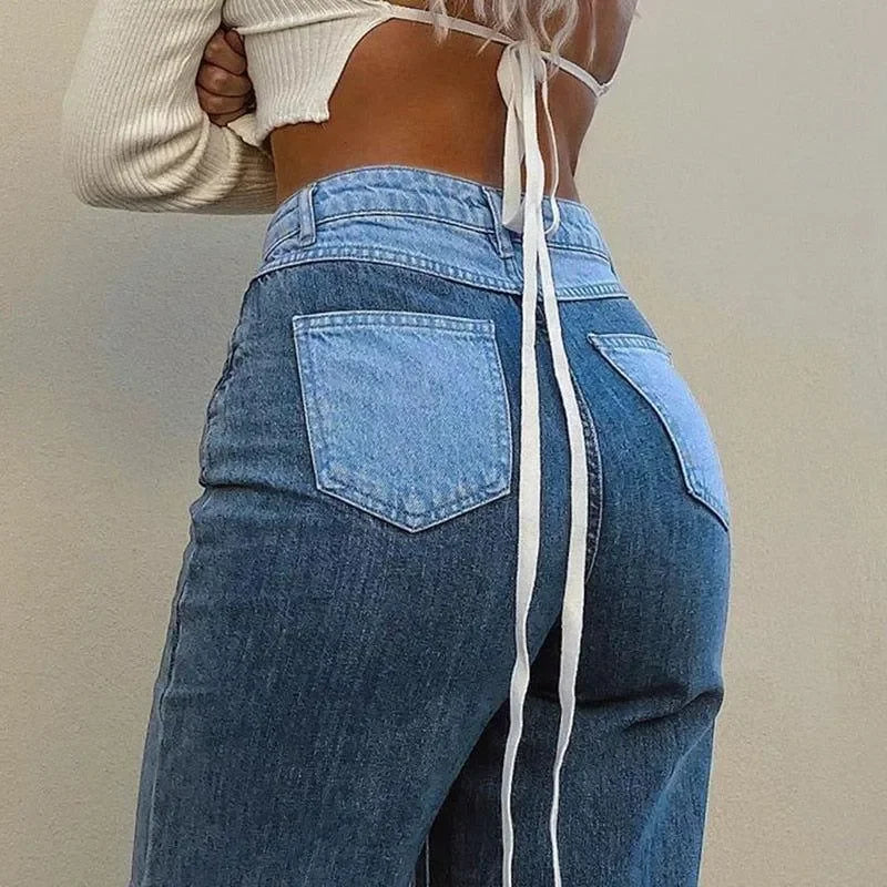 High-Rise Patchwork Denim Jeans