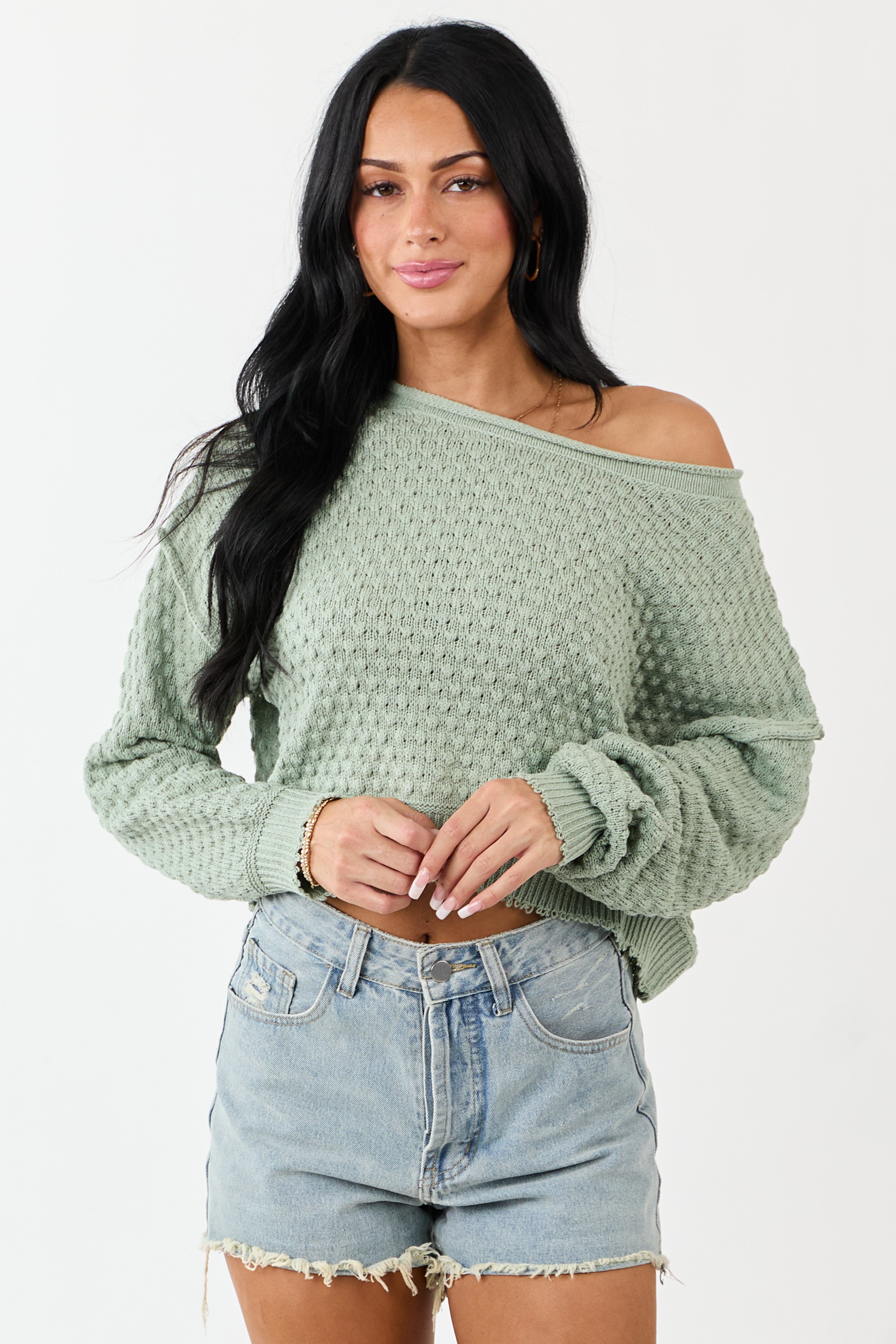 Soft Blackberry Textured Knit Boxy Sweater