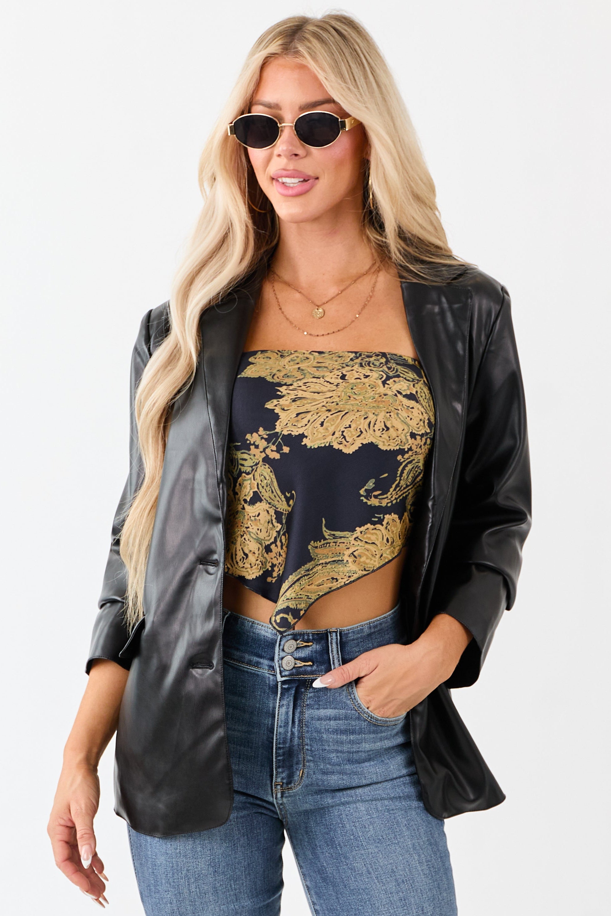 Structured Black Lapel Blazer for Women