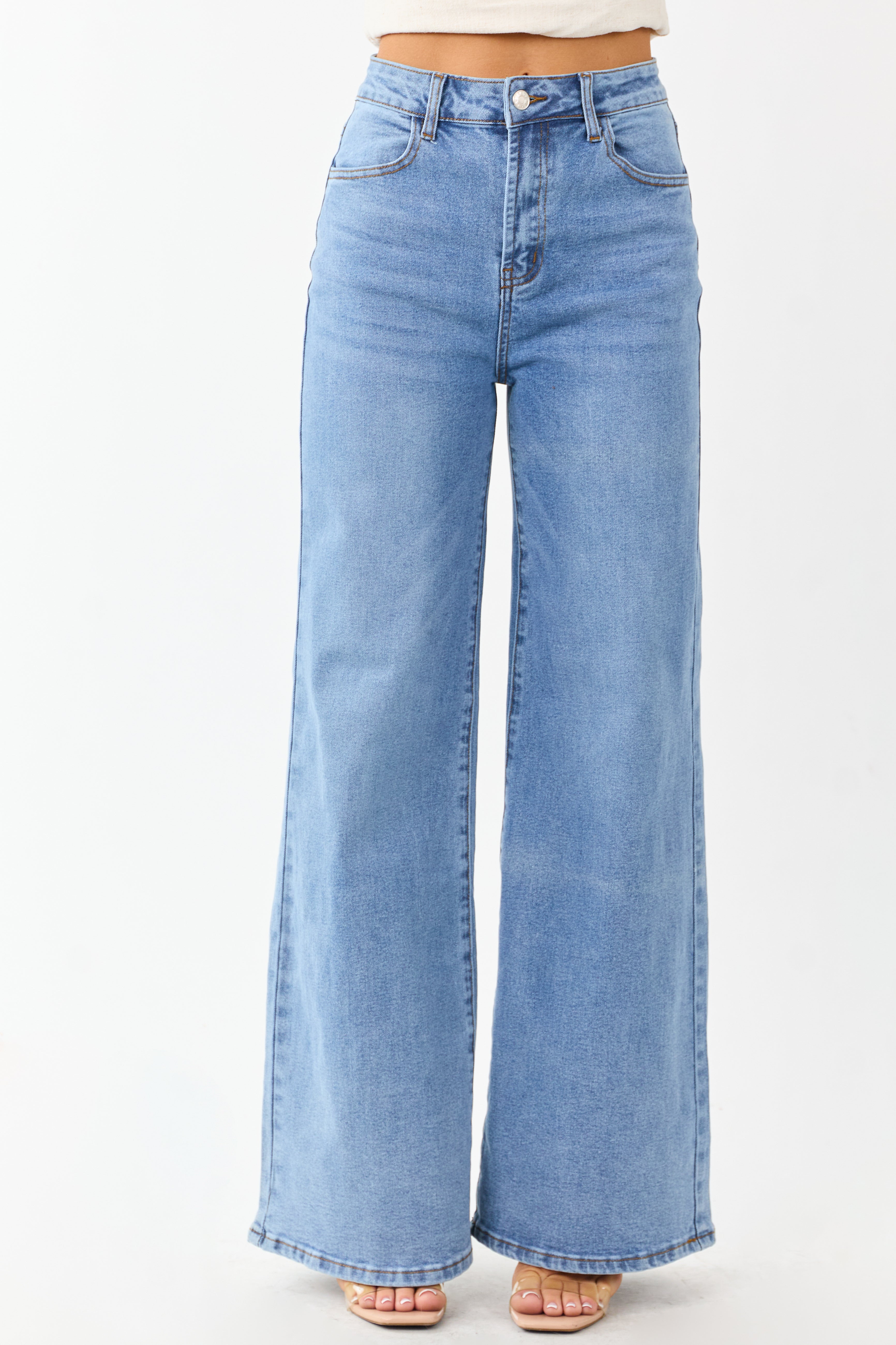 Tall Wide Leg Stretchy Denim Jeans - Medium Wash