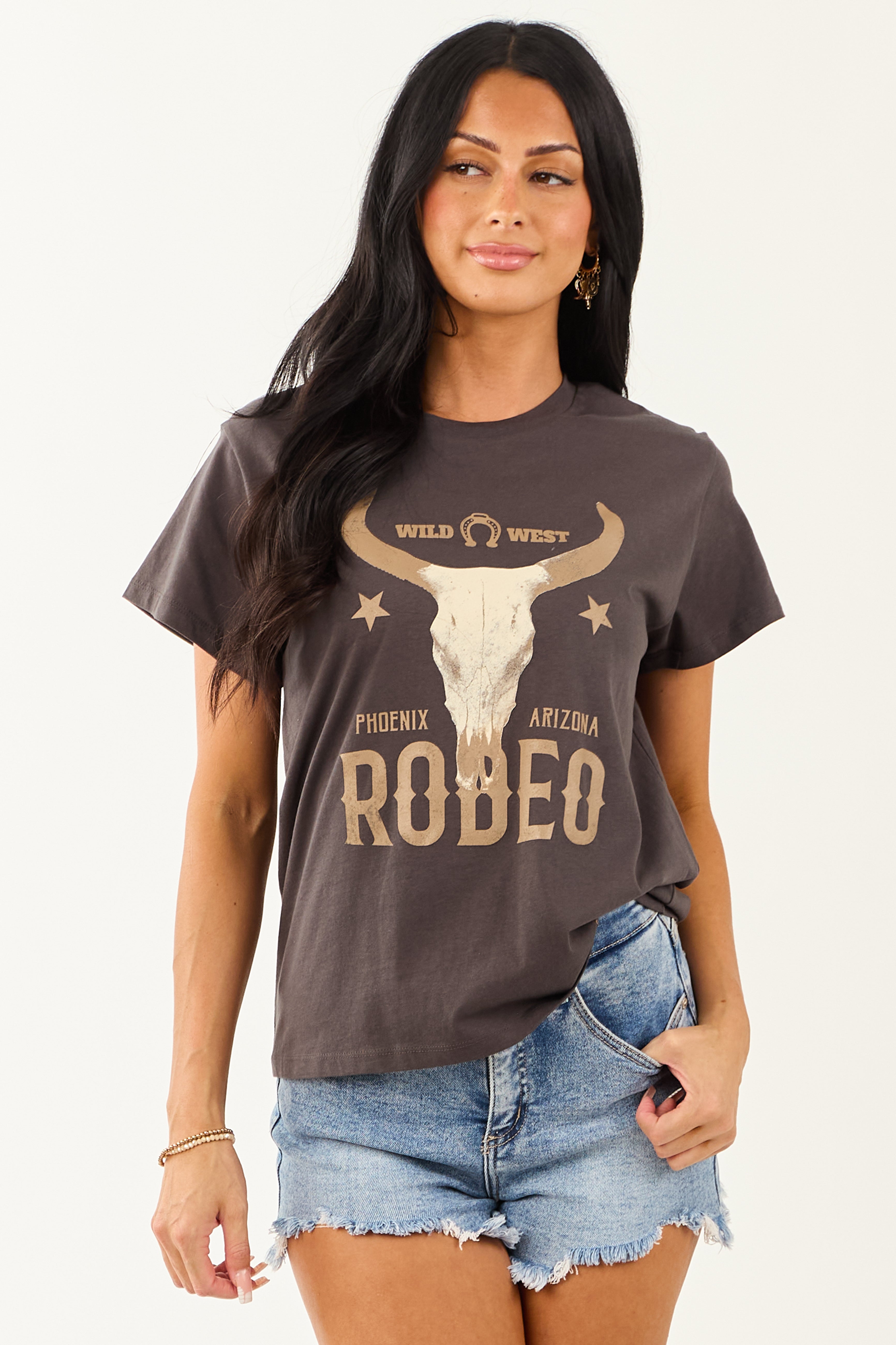 Graphite Cotton Graphic Short Sleeve Top