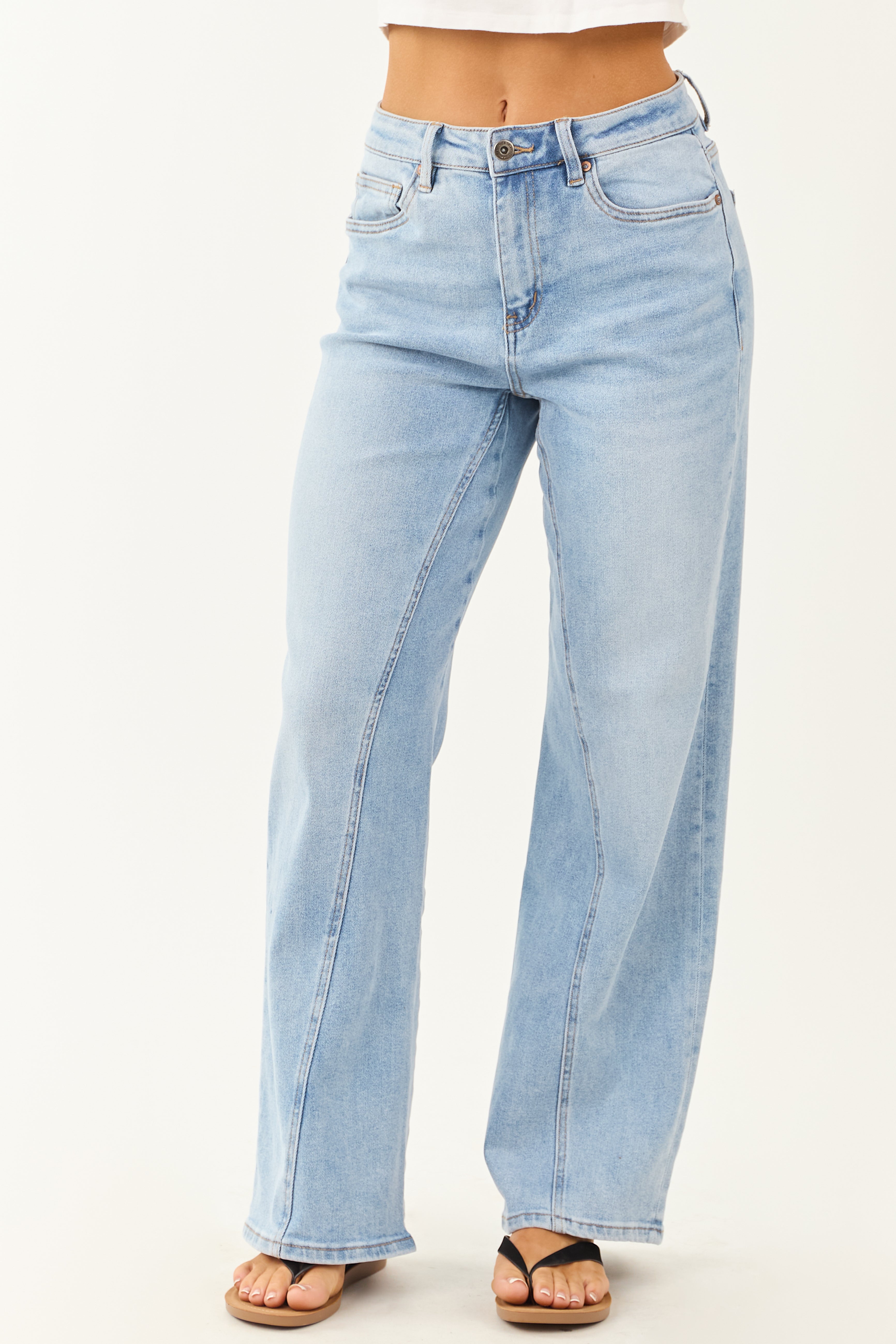 Light Wash Stretchy Wide Leg Jeans