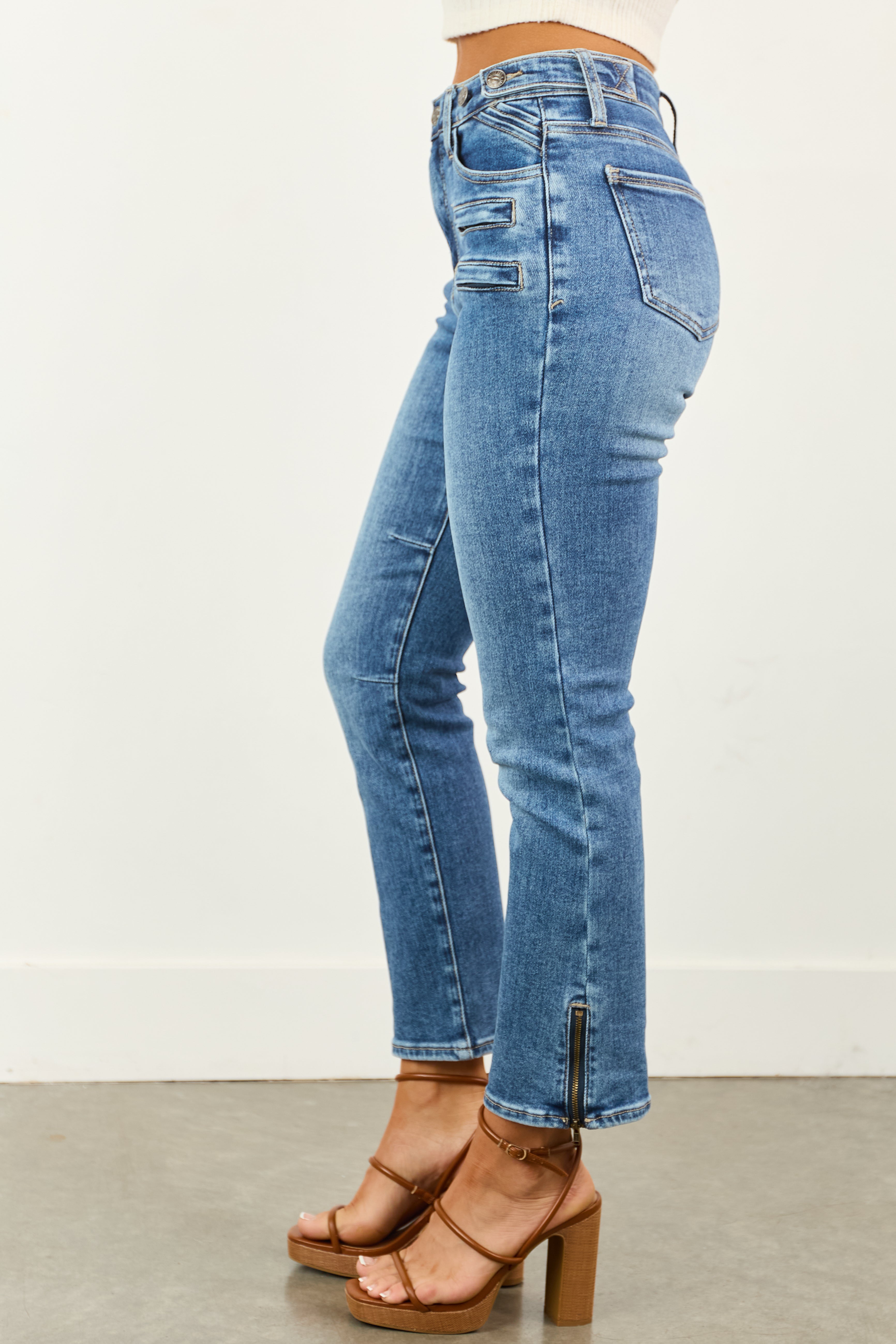 Medium Wash Tummy Control Slim Bootcut Jeans
