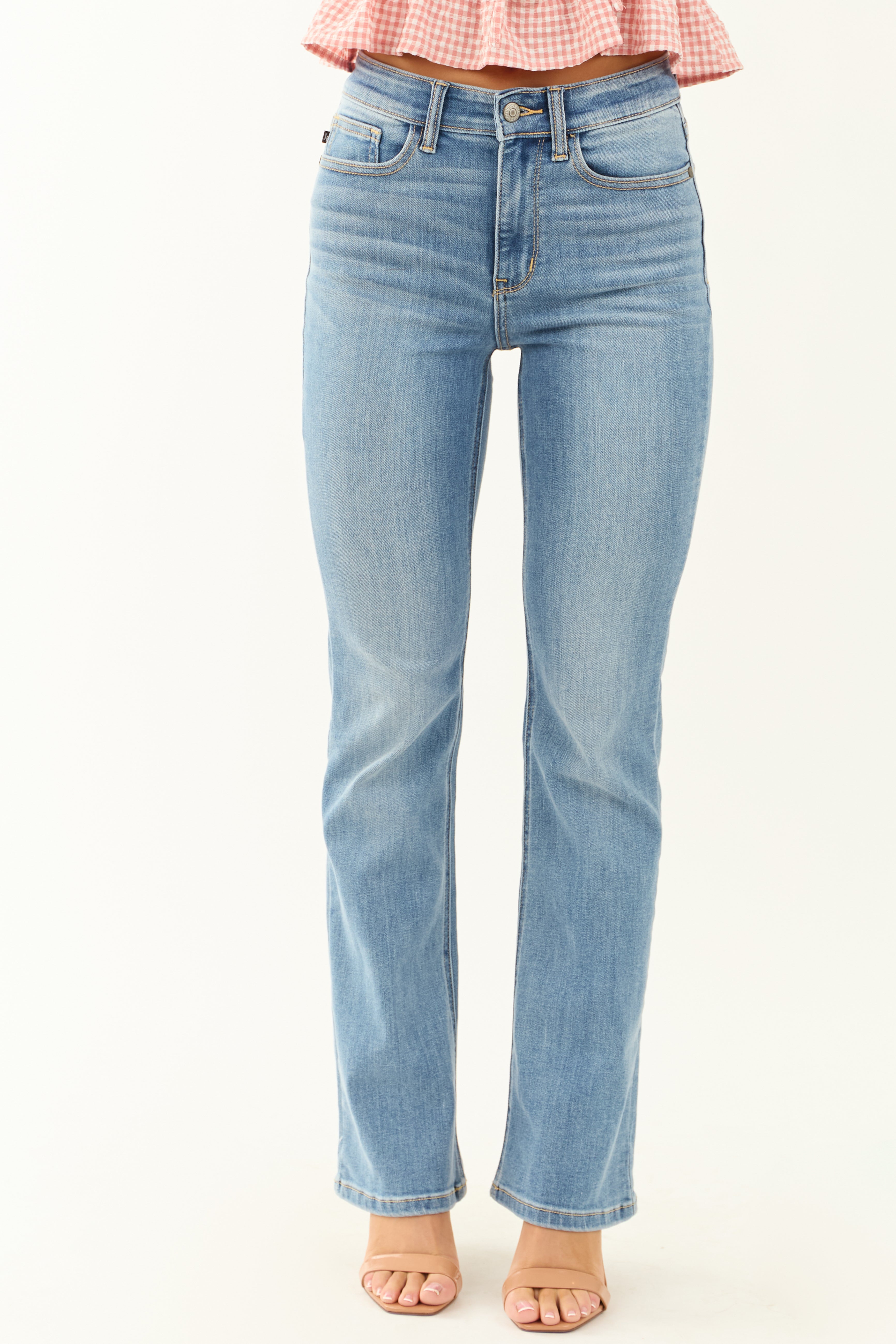 Medium Wash Stretchy Bootcut Jeans for Women