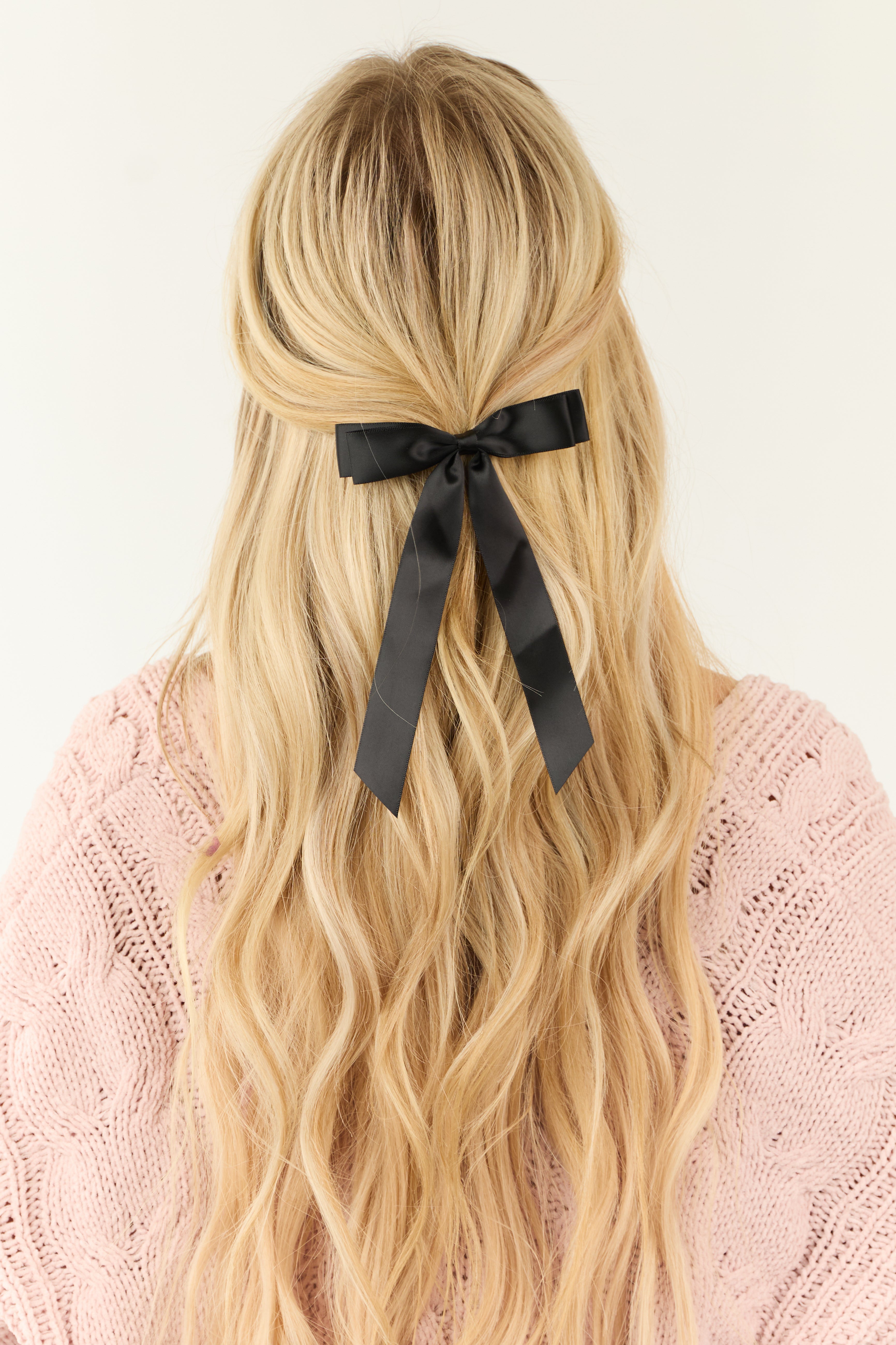 Black Satin Bow Hair Clip Accessory