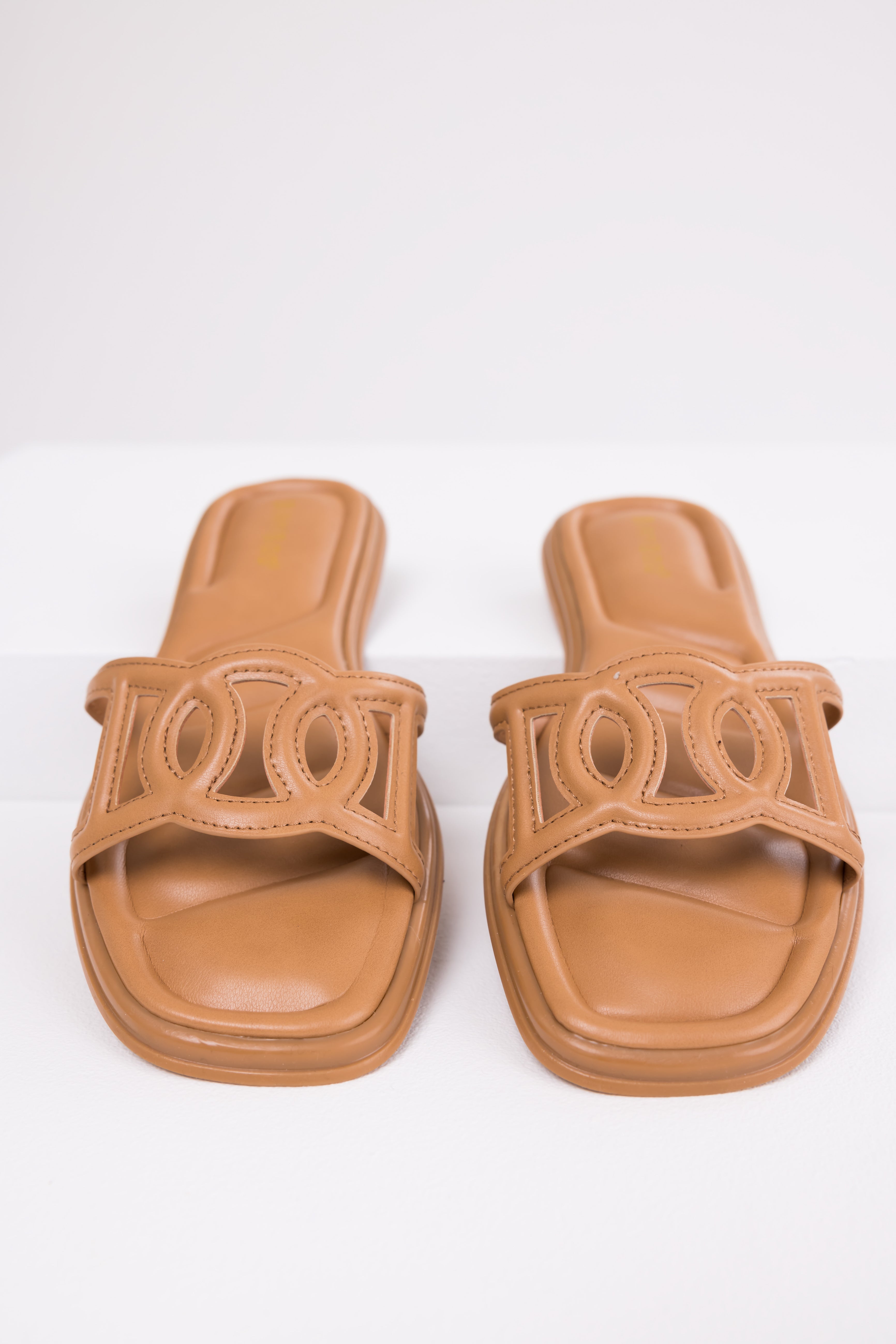 Brown Square Toe Flat Sandals - Summer Casual Slip-On Shoes
