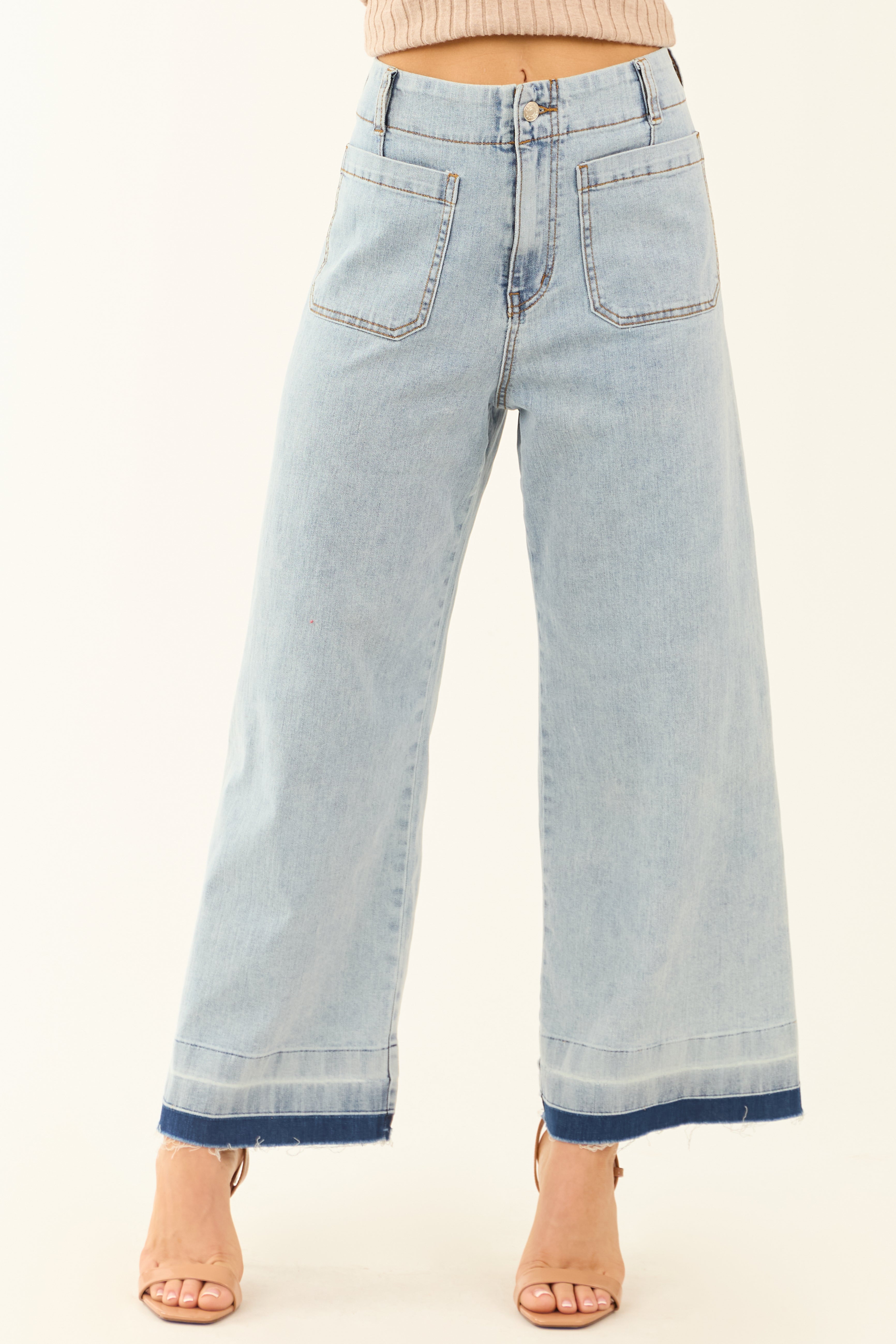 High Waisted Acid Wash Ombre Denim Jeans