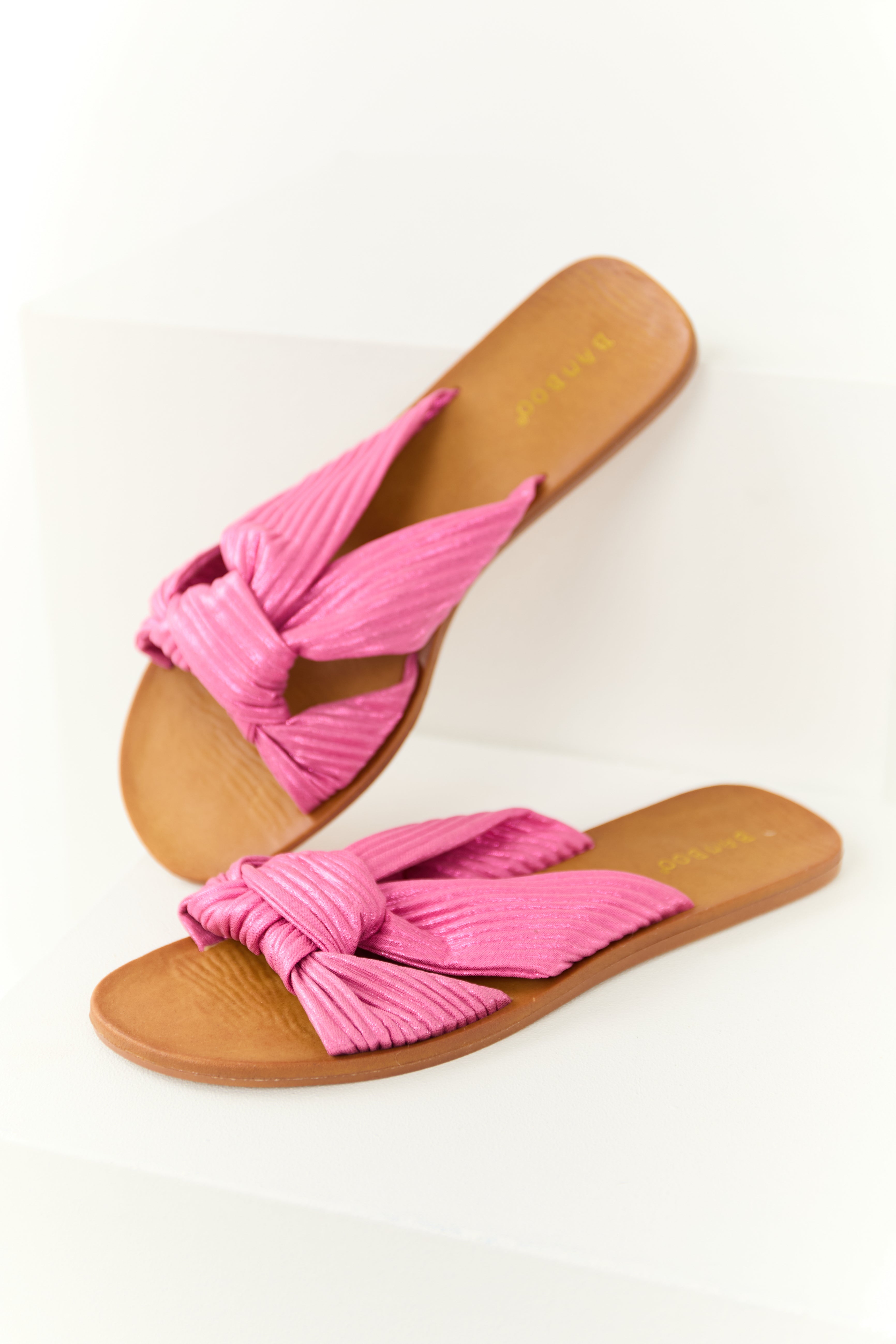 Pink Glitter Open Toe Slip On Sandals