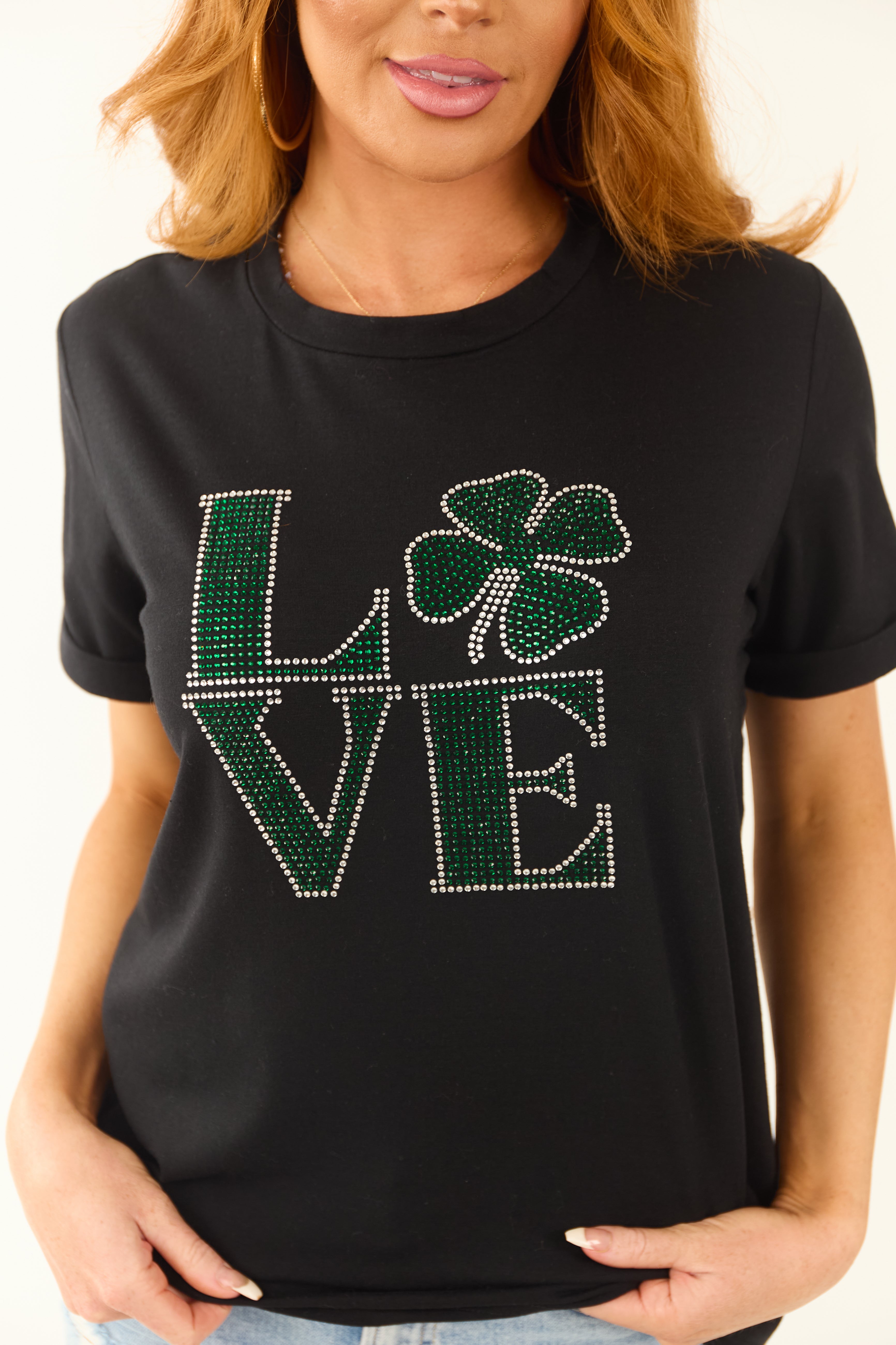 Black Clover Pattern Love Graphic Tee Shirt