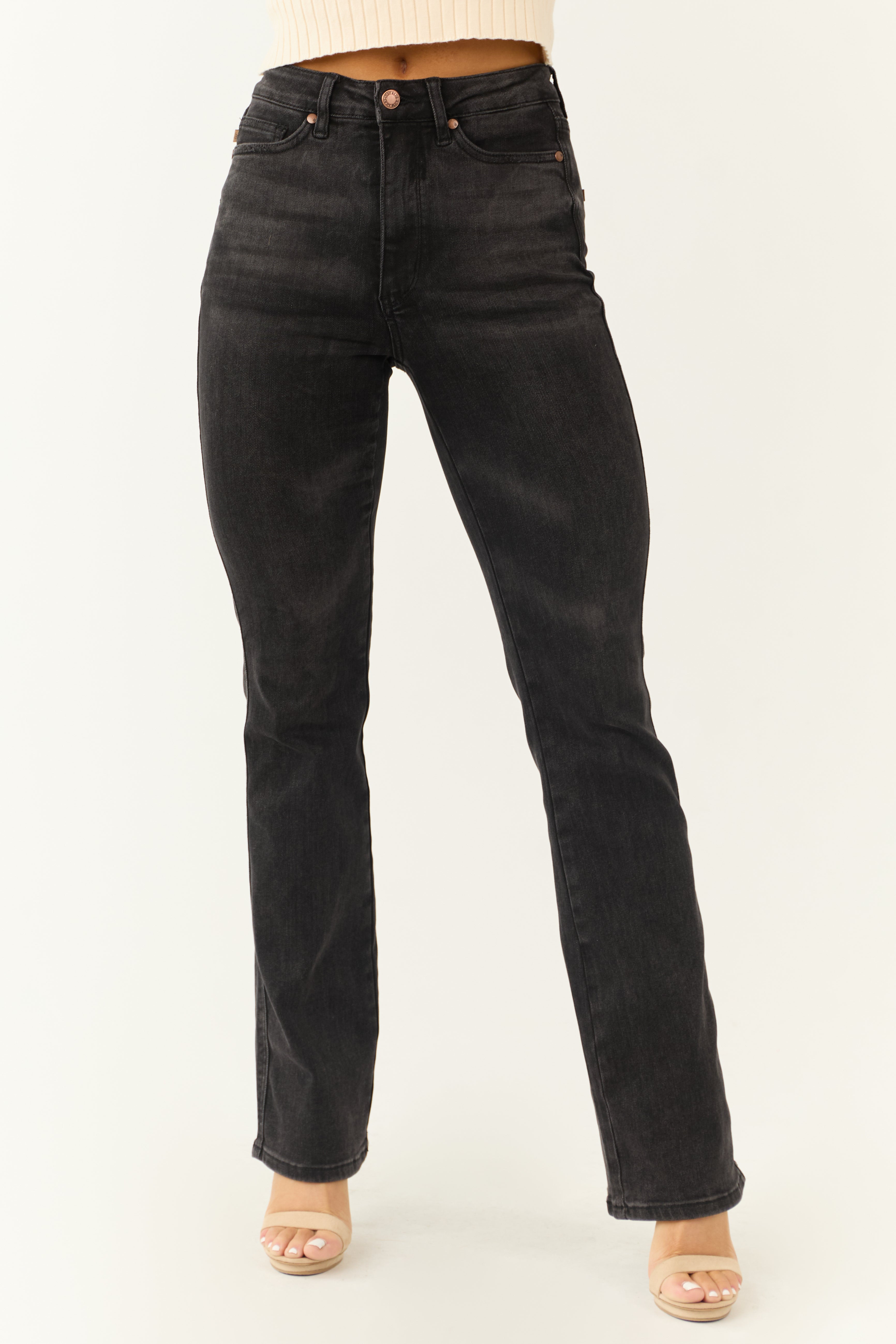 Black High Rise Bootcut Jeans with Tummy Control