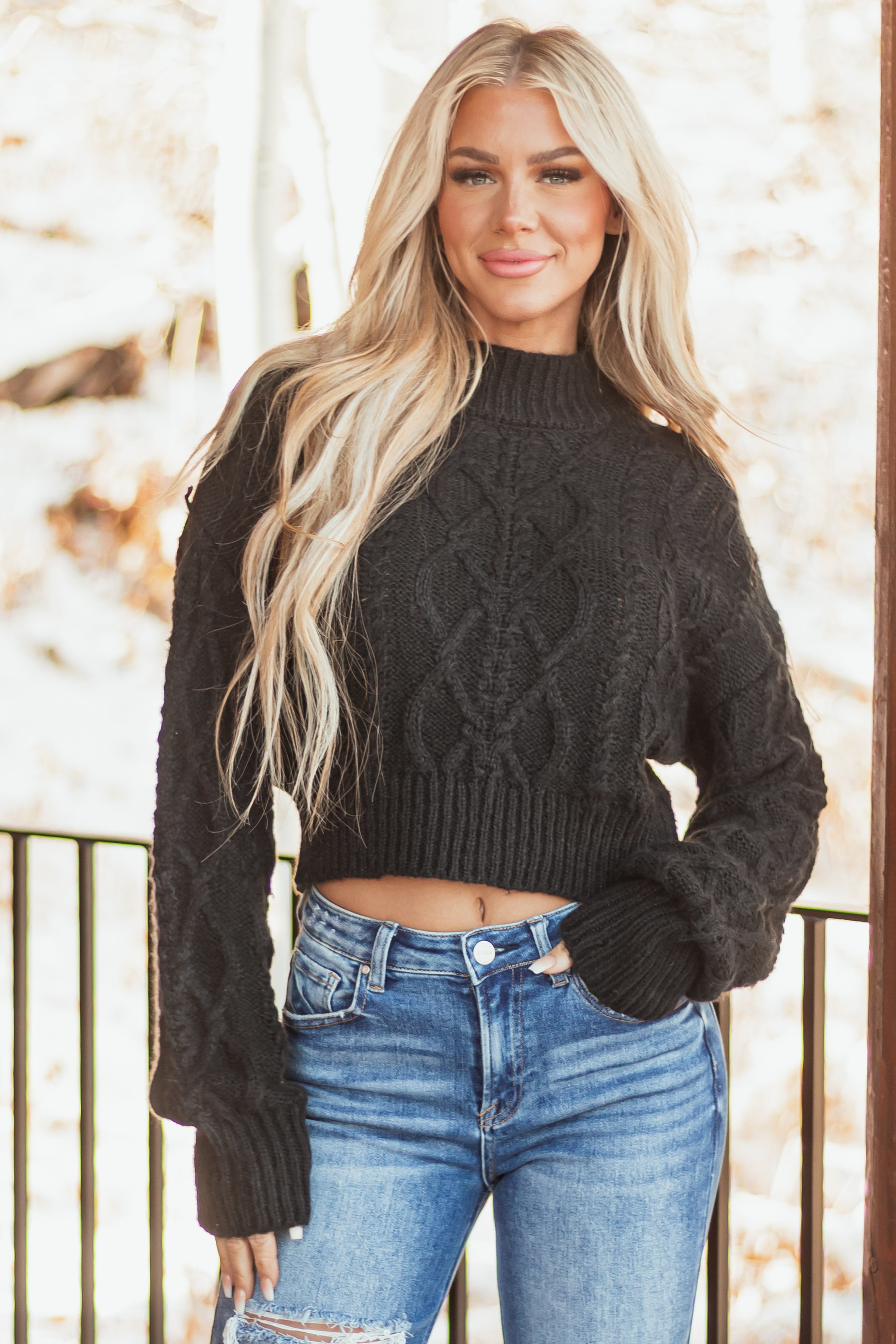 Cozy Black Cable Knit Sweater