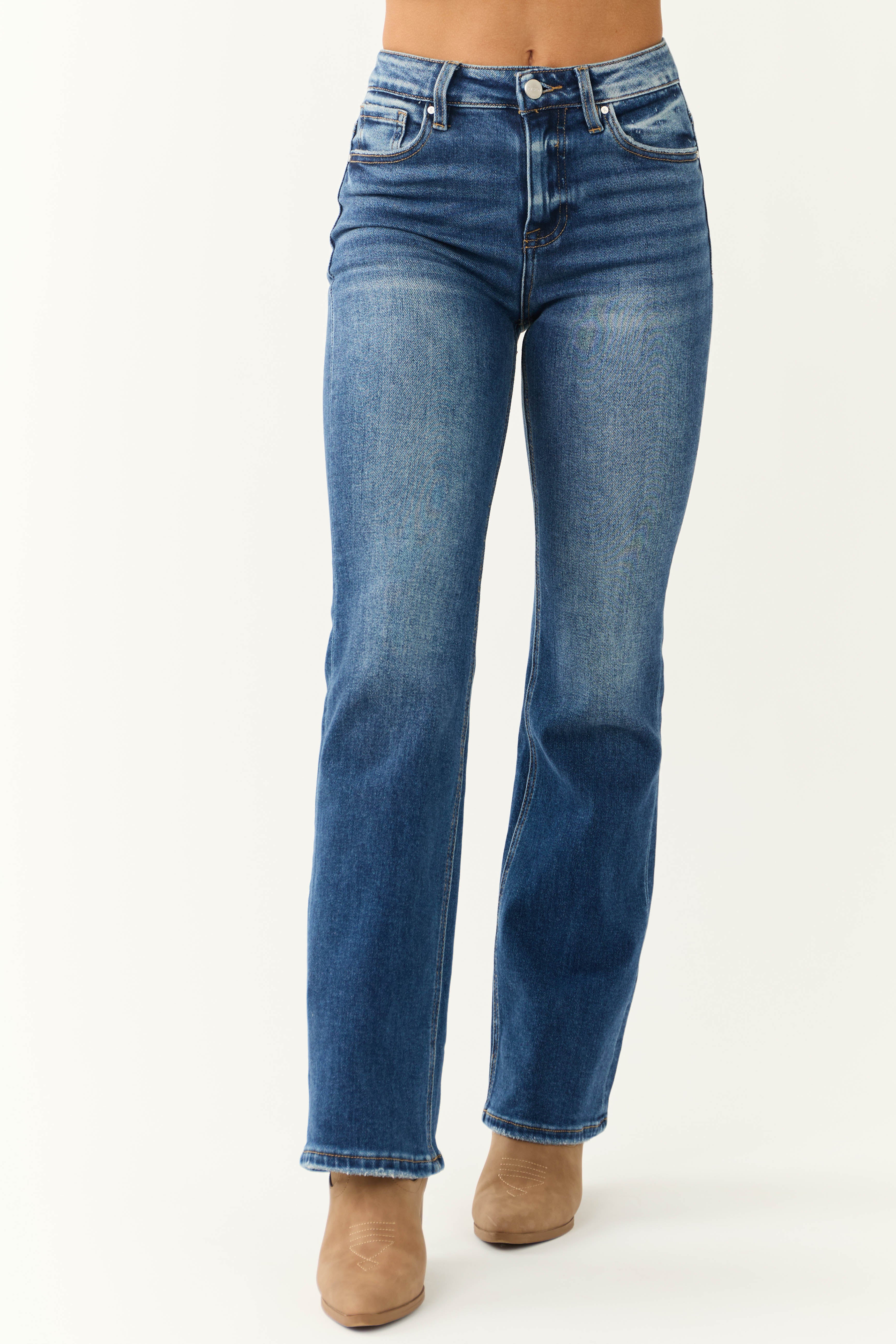 Dark Wash Relaxed Bootcut Jeans for Women