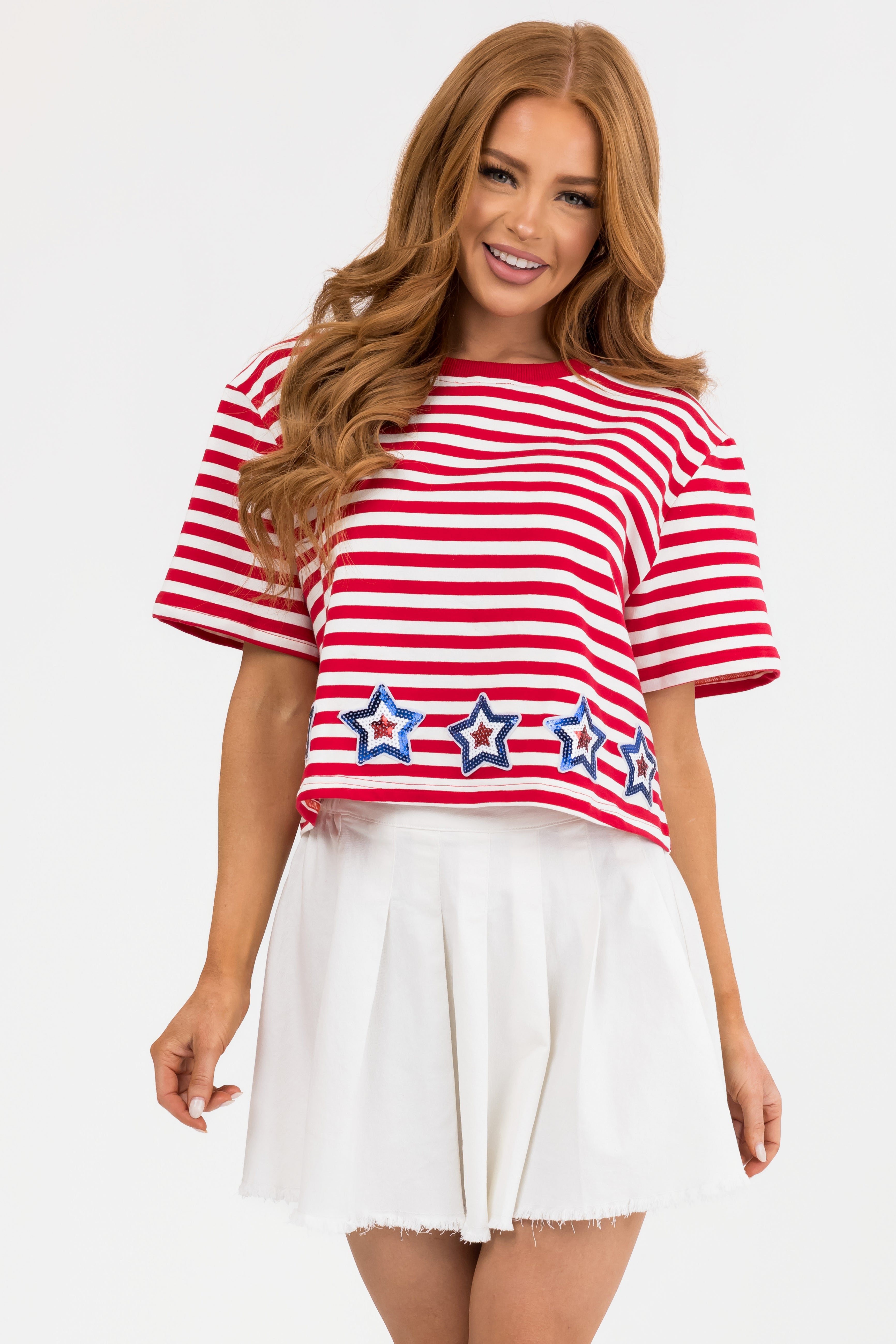 Star Print Lipstick Red Top