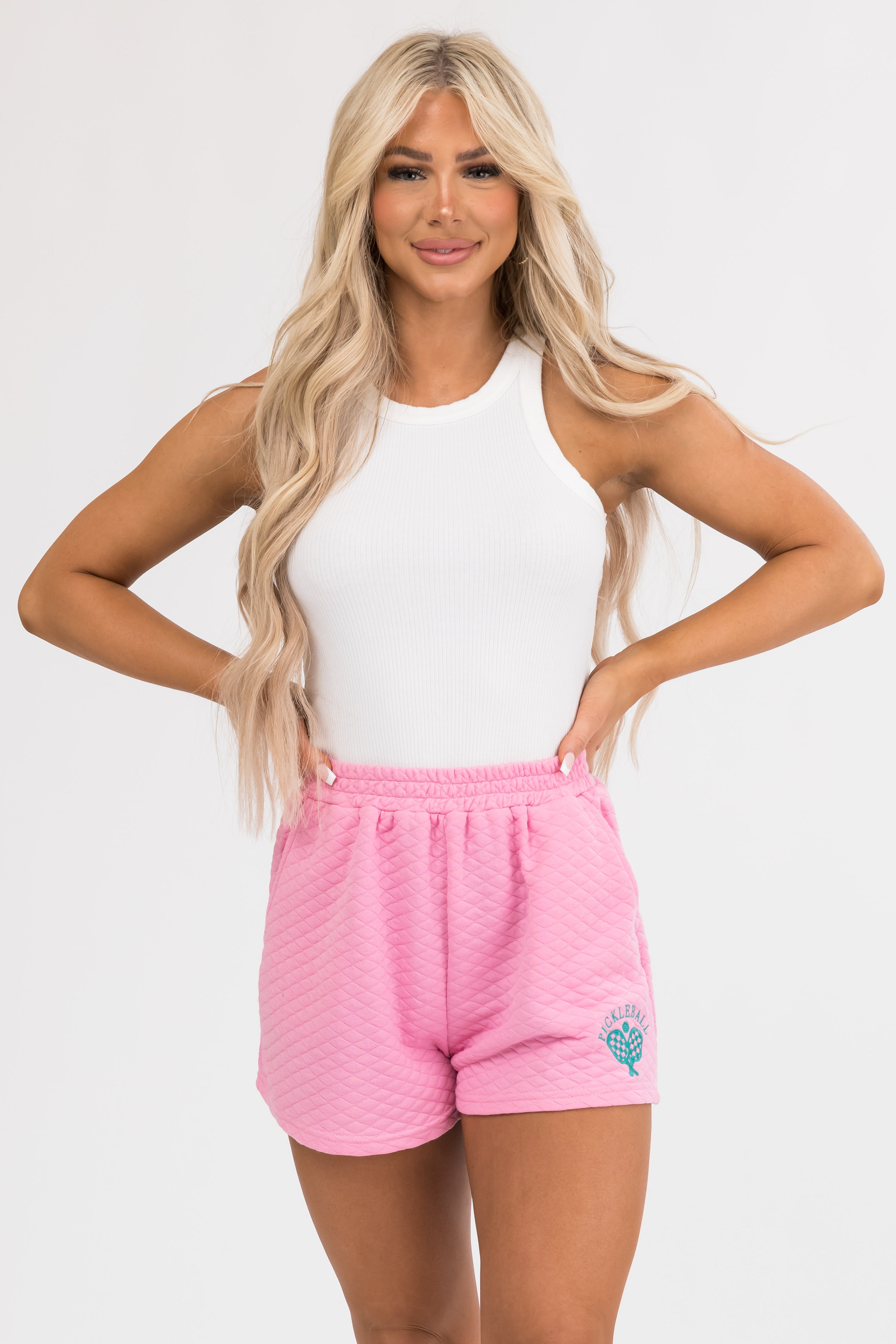 Quilted Juniper Graphic Elastic Waist Shorts
