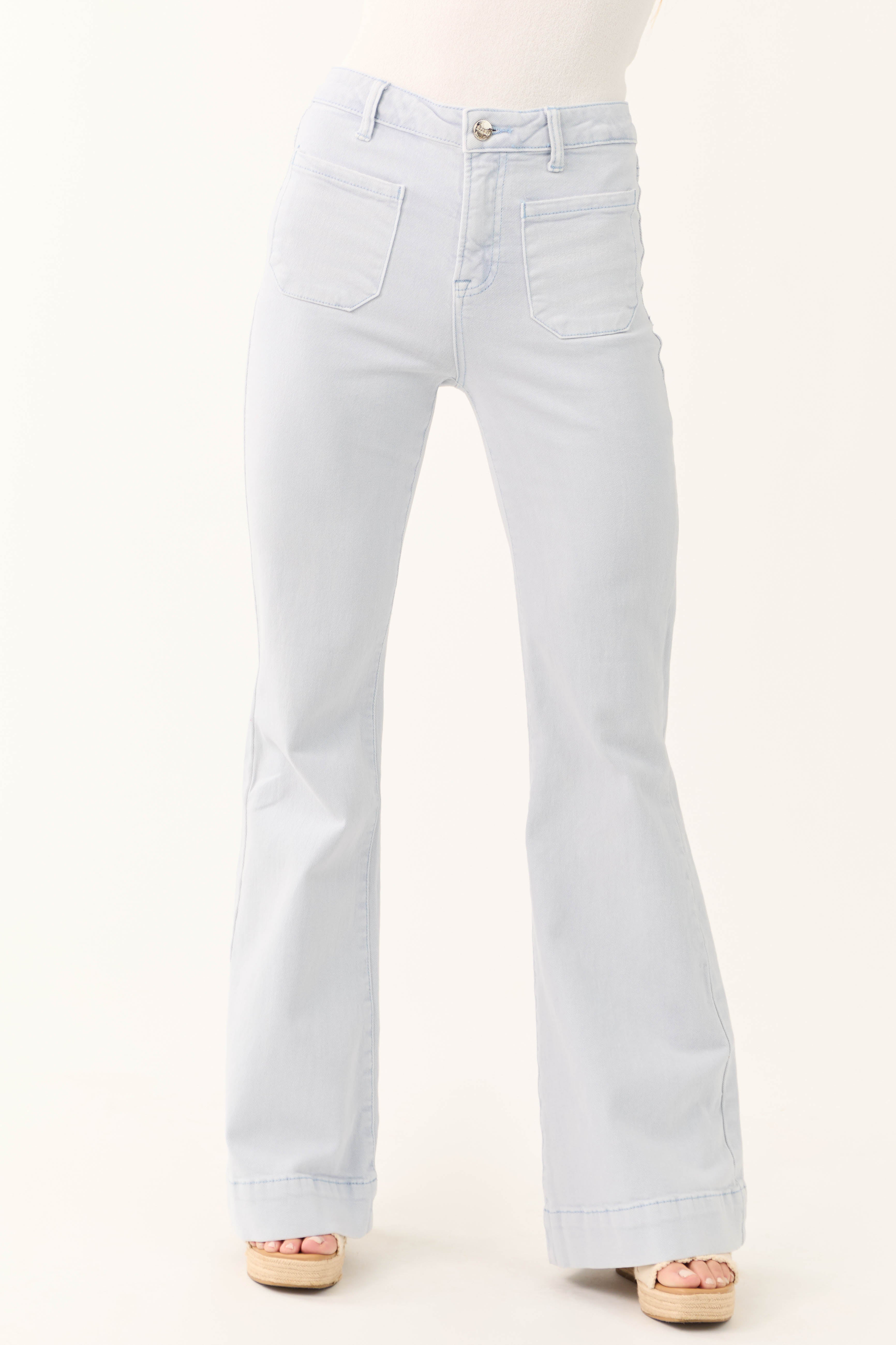 Sky Blue High Rise Bell Bottom Jeans for Women
