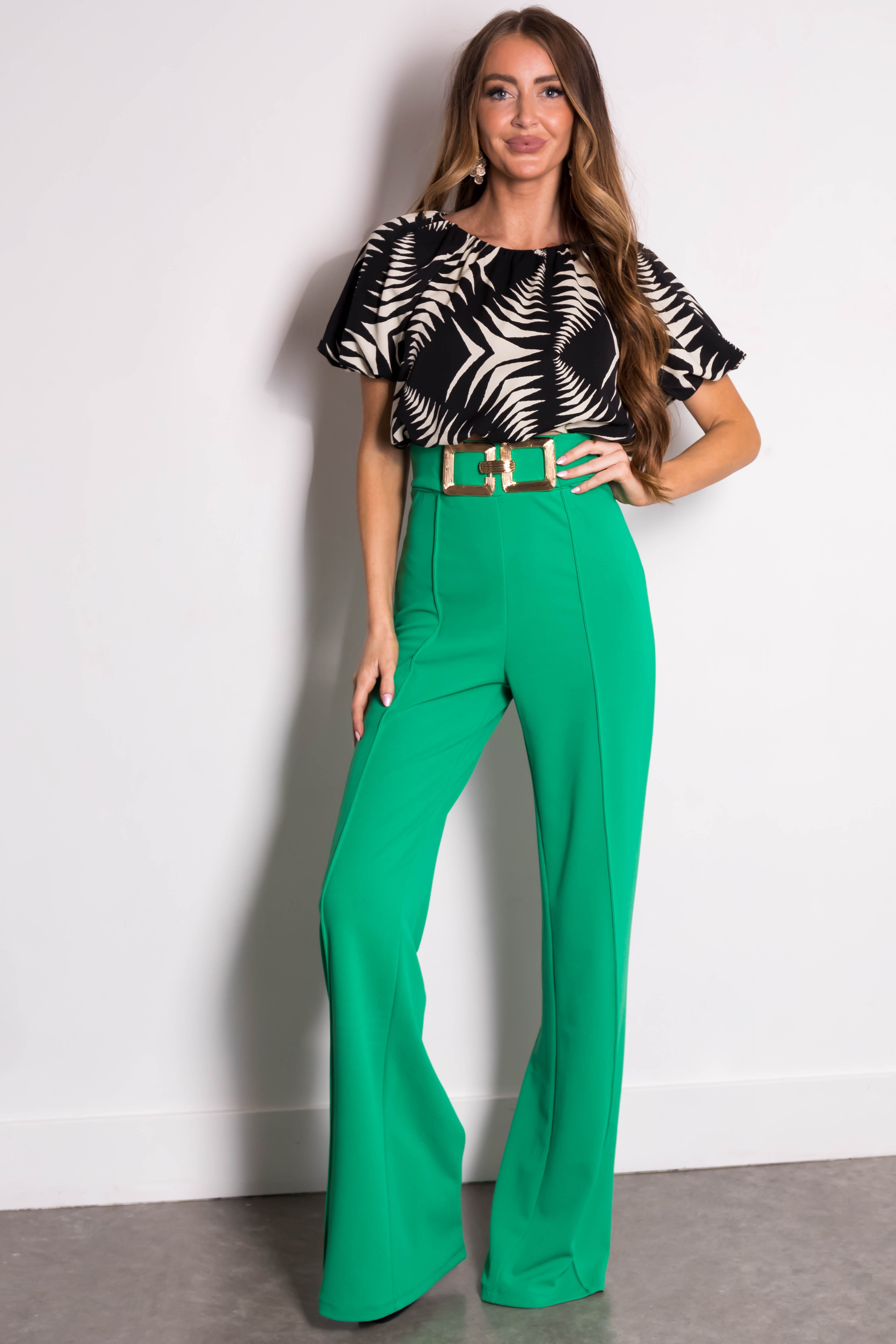 Wide Leg Green Wide Leg Pants