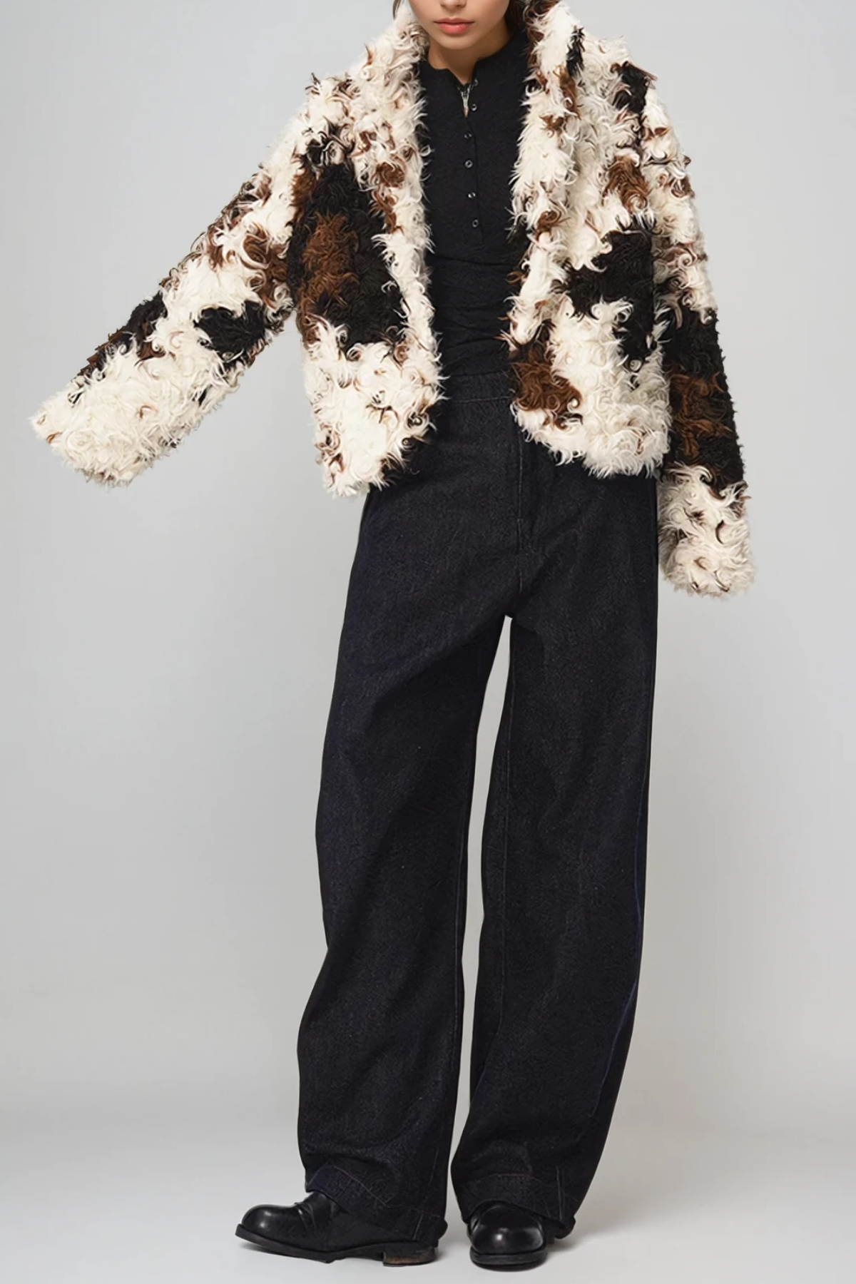 Beige Faux Fur Jacket for Women