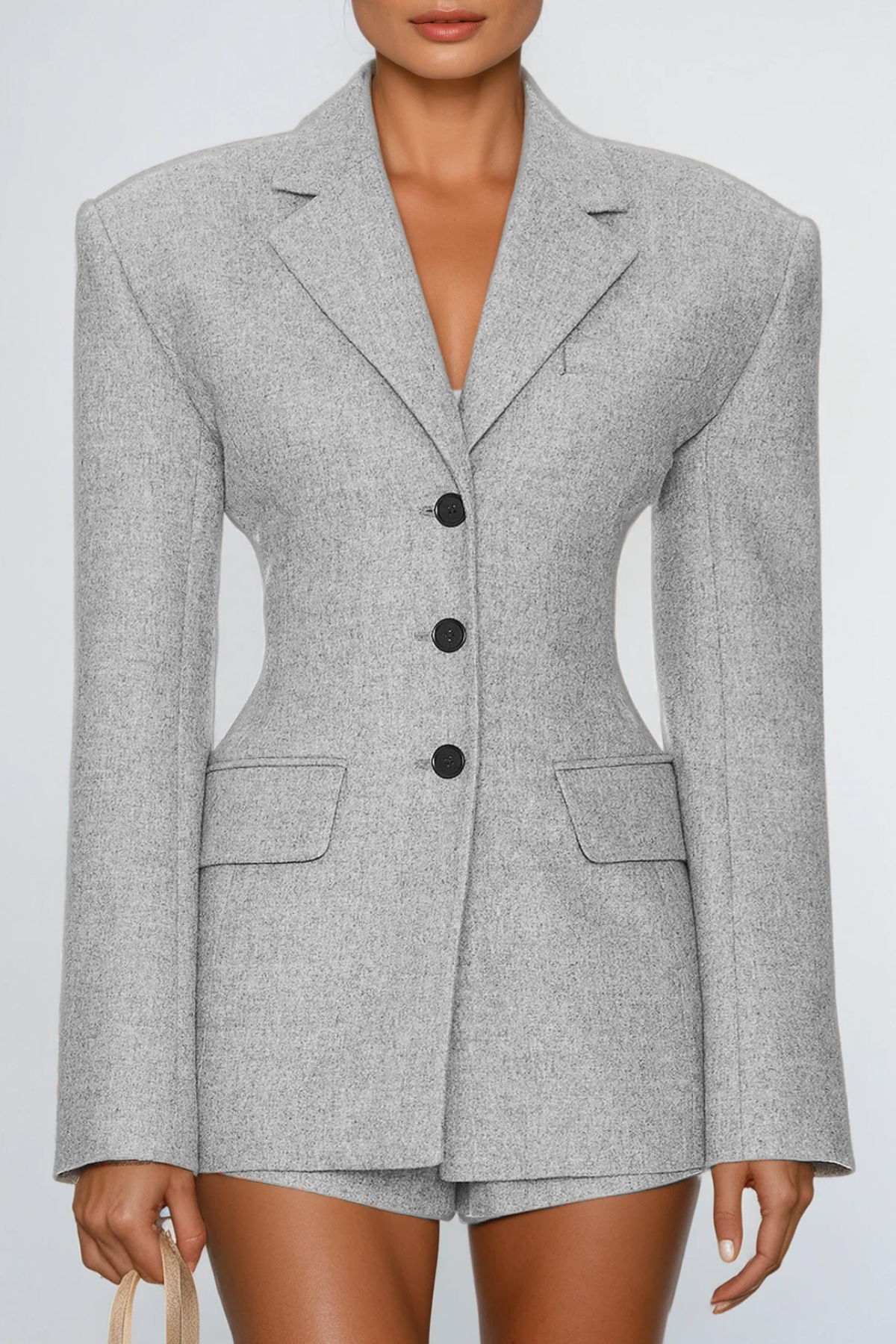 Slight Grey Lapel Blazer - Classic Tailored Elegance