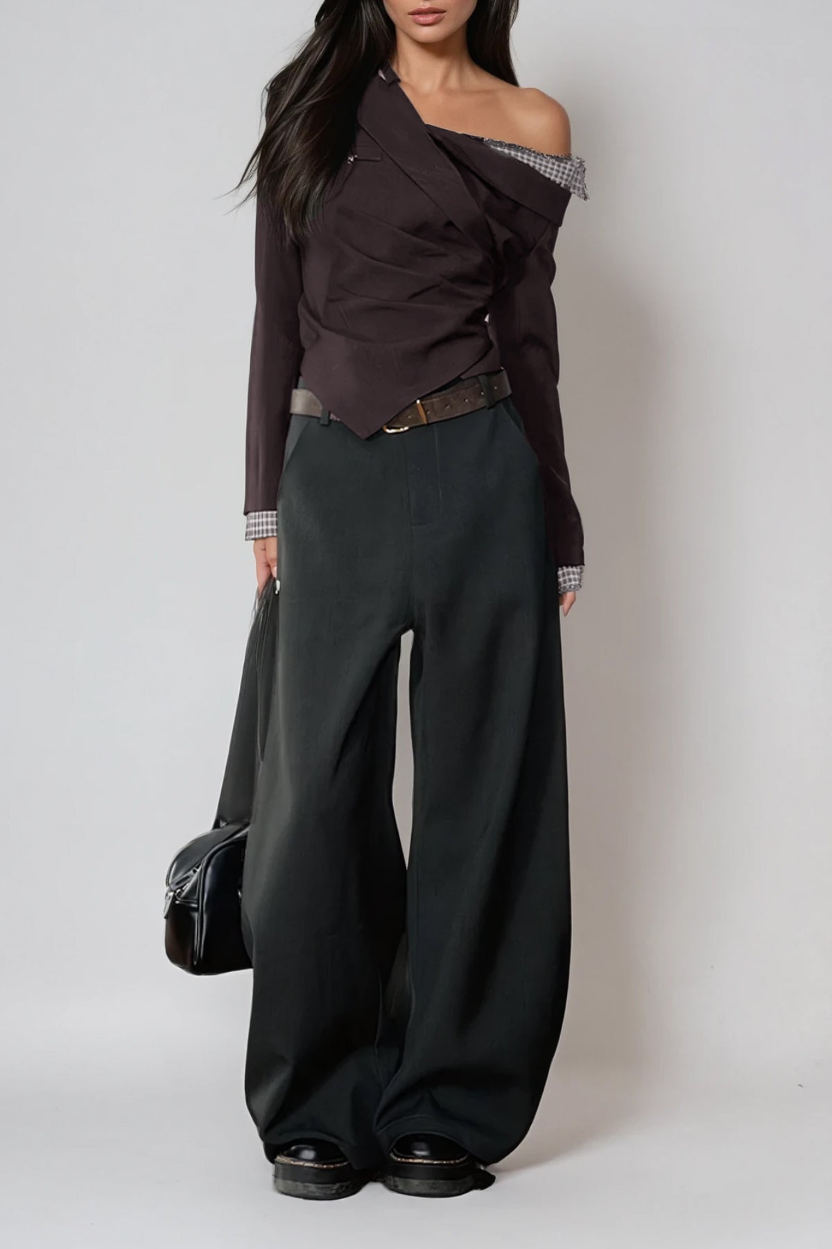 Brown One Shoulder Top for Women - Modern Chic Style