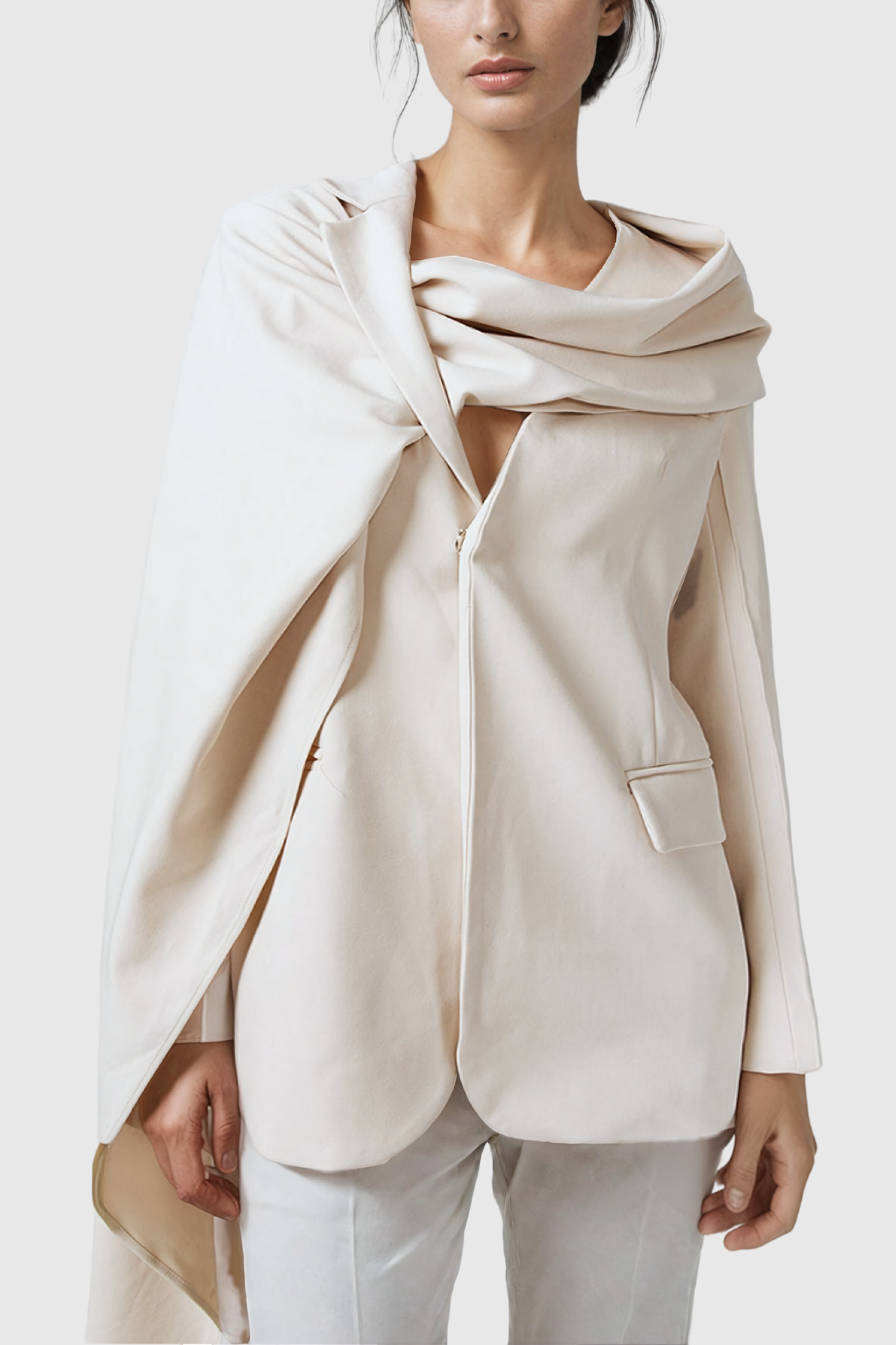 Chic Asymmetric Shawl Blazer in Apricot | Womens Blazer