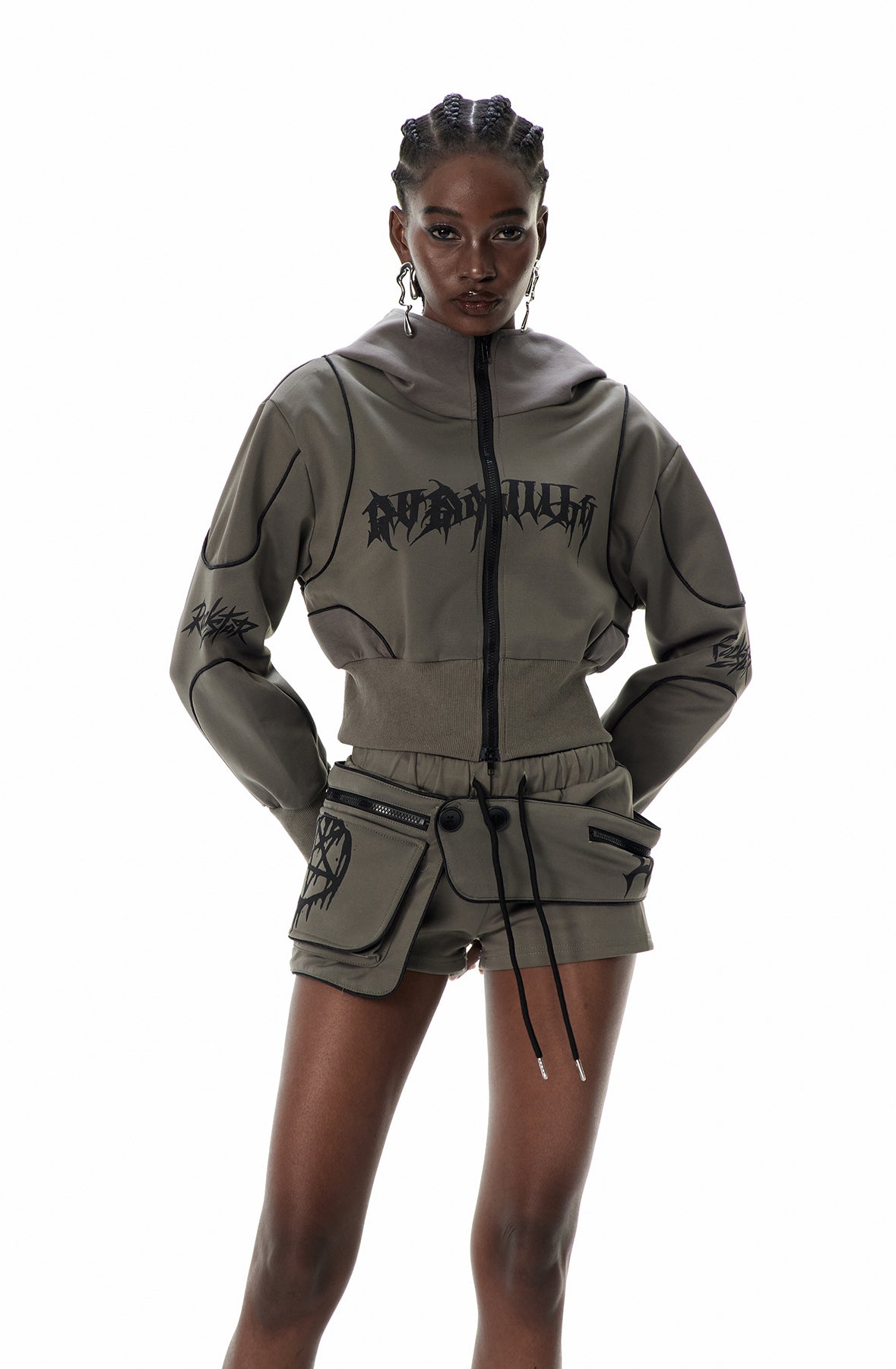 Modern Deconstruct Hooded Pants Set in Grey - Urban Edge Style