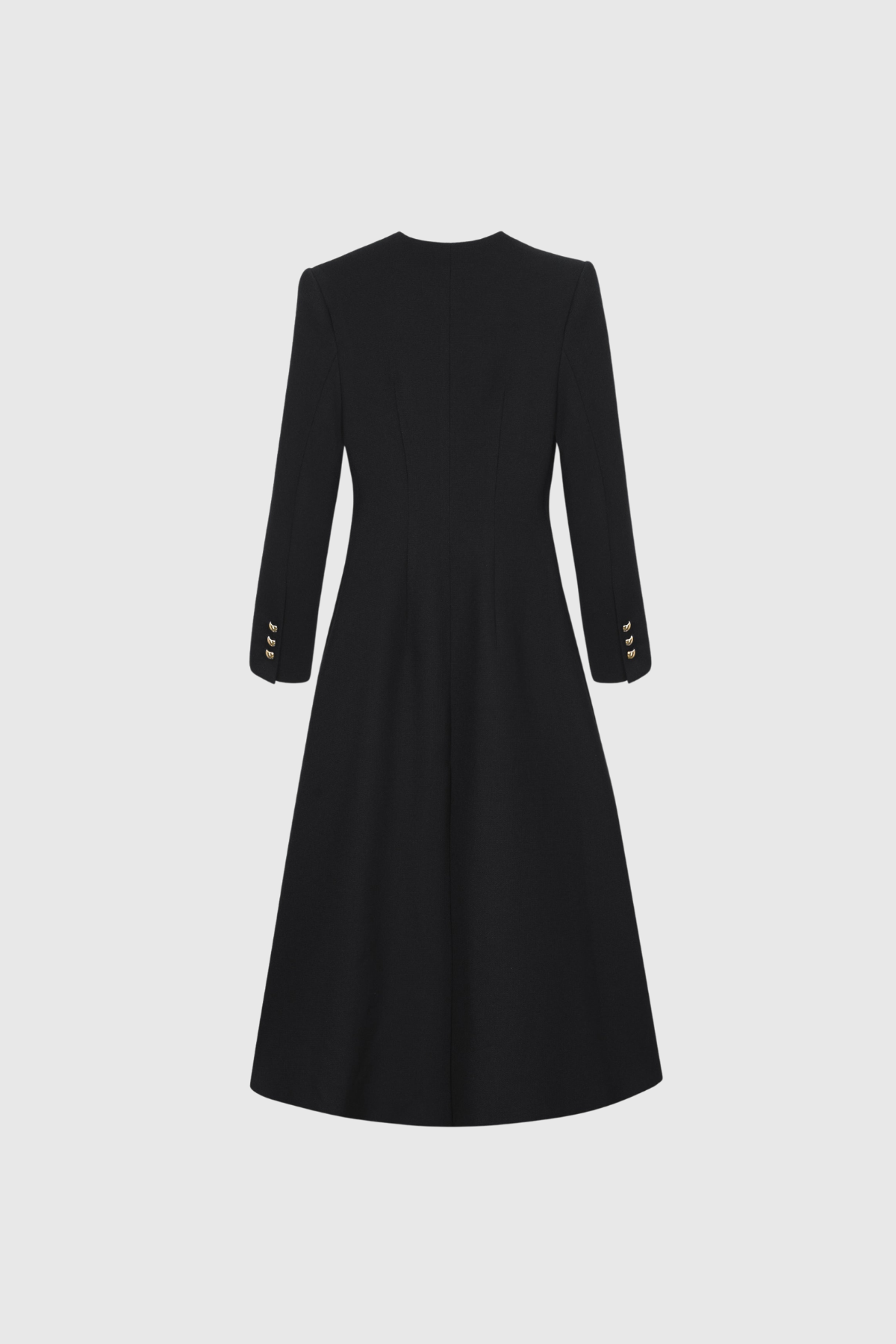 Elegant Black Long Sleeve Split Midi Dress