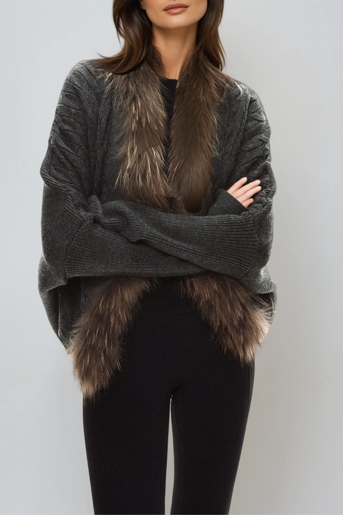Plush Faux Fur Knit Jacket for Women