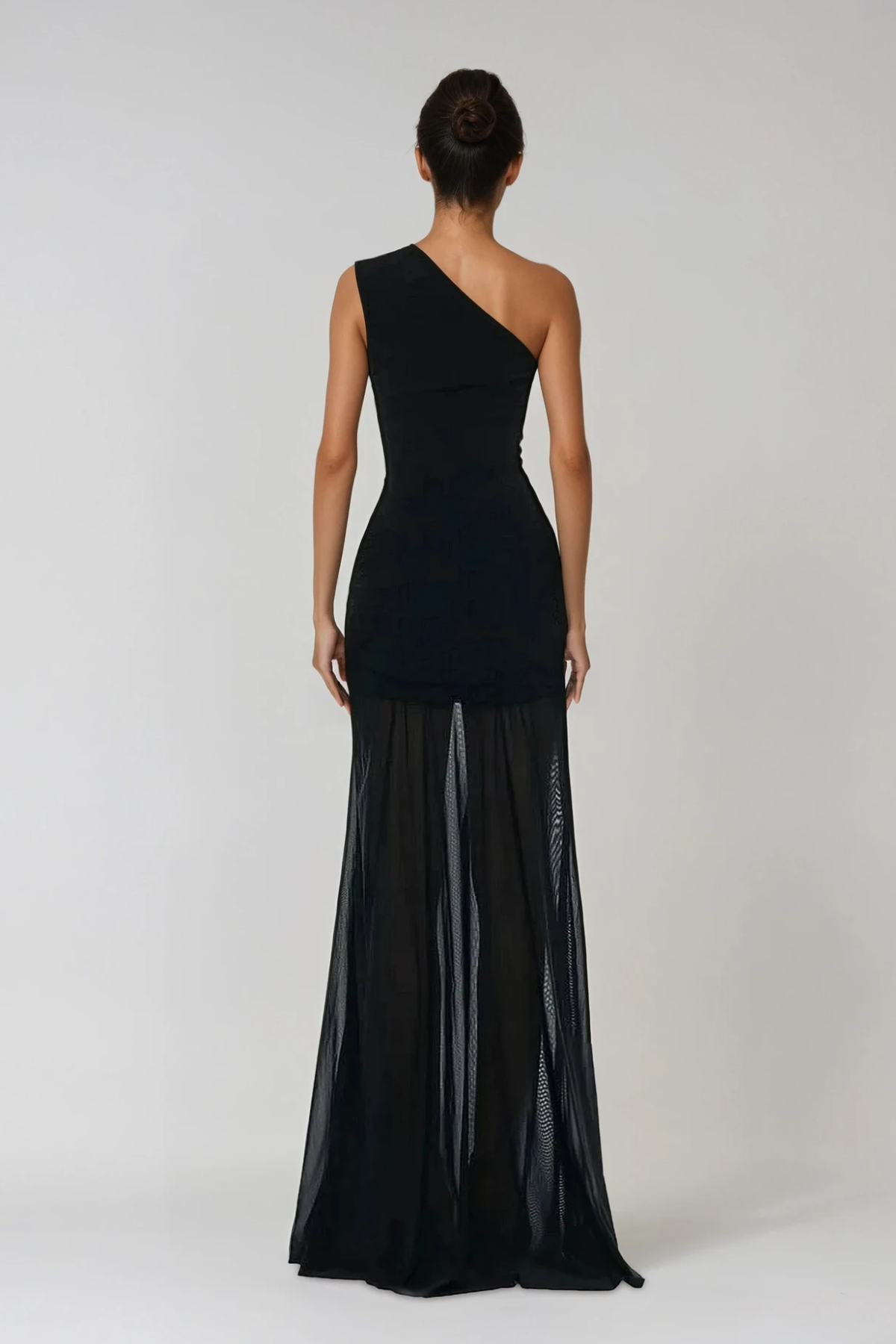 Black Asymmetric One Shoulder Maxi Dress