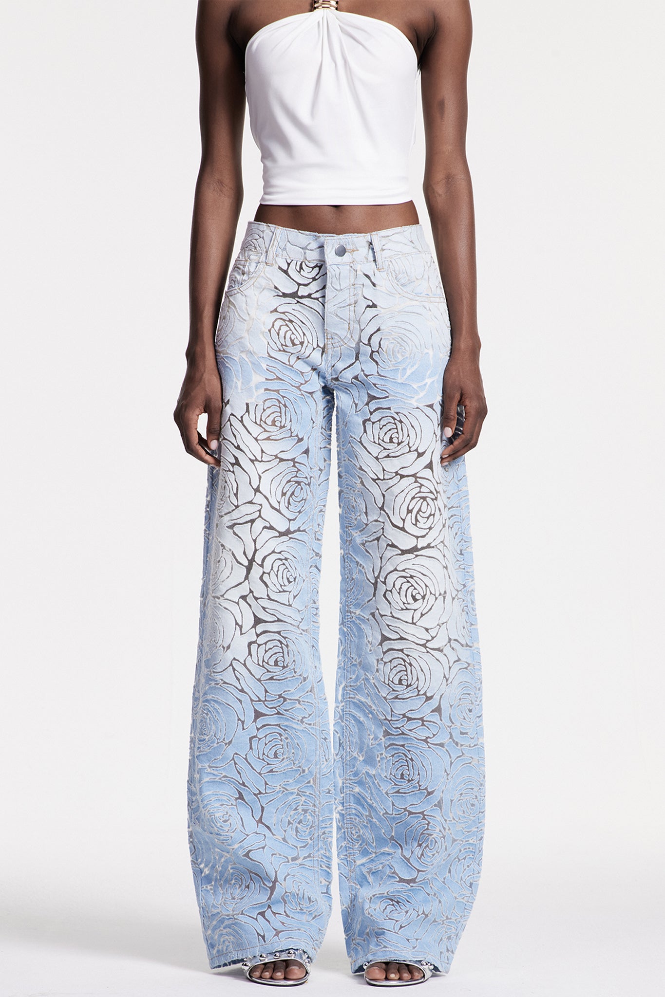 Floral Cutout Denim Jeans