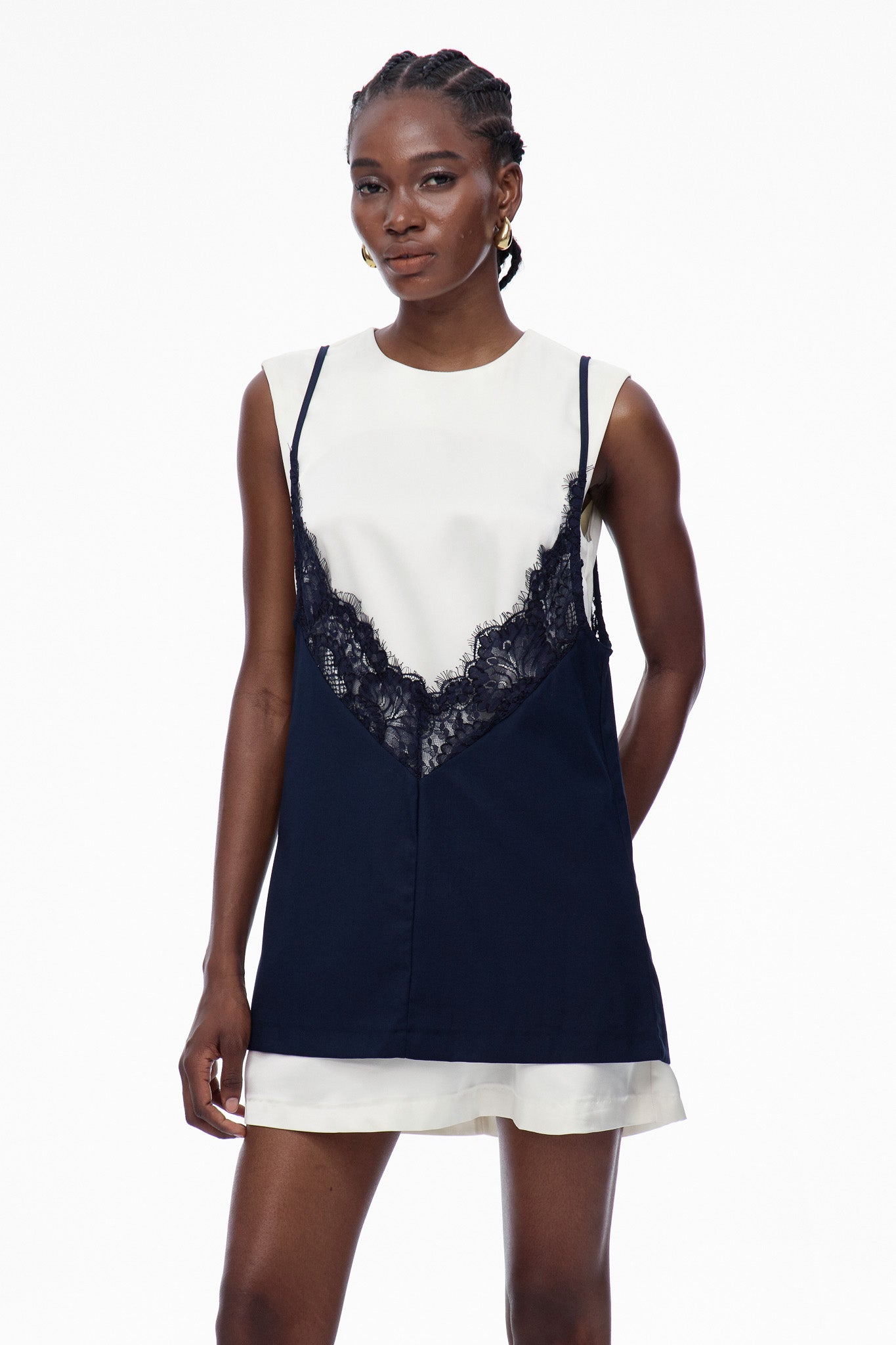 White Lace Sleeveless Top for Women