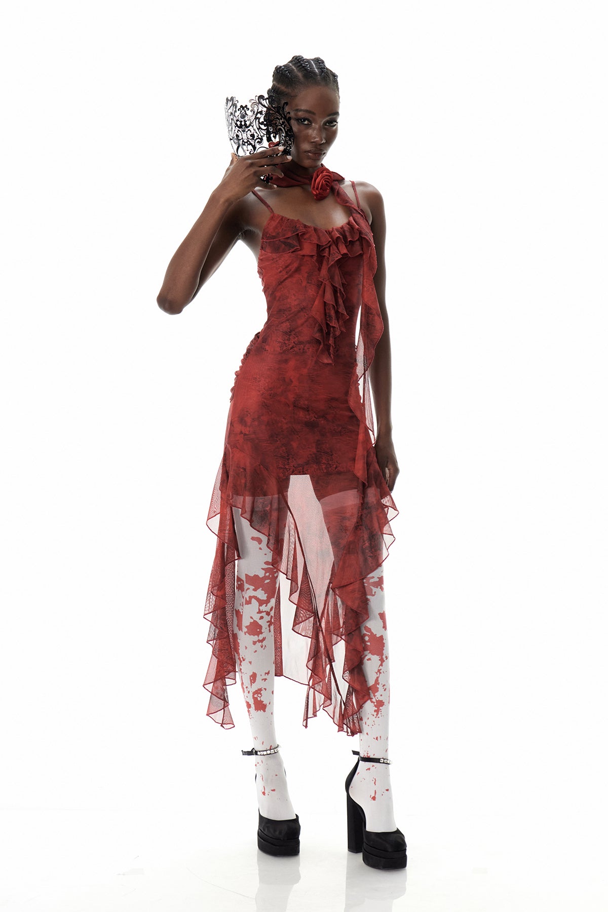 Romantic Ruffle Tie Dye Maxi Dress