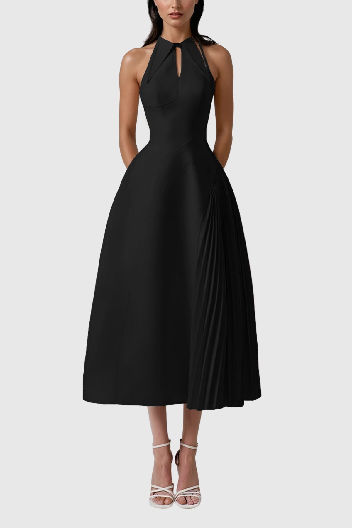 Black Deconstruct Sleeveless Maxi Dress