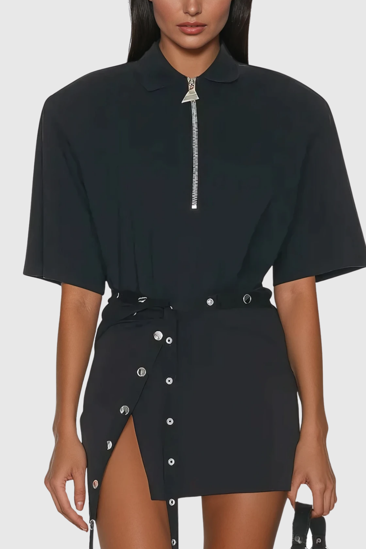 Deconstruct Black Lapel Skirt Set