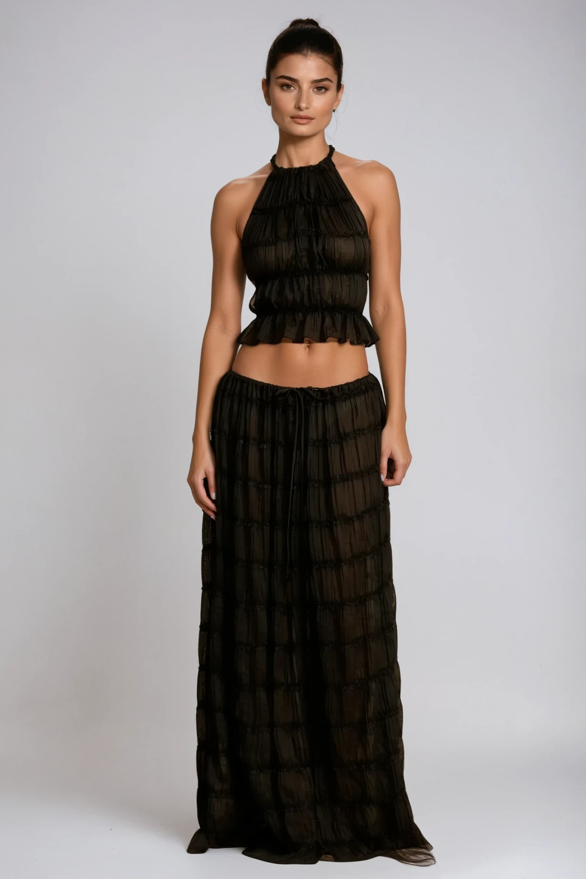 Modern Backless Skirt Set in Elegant Black