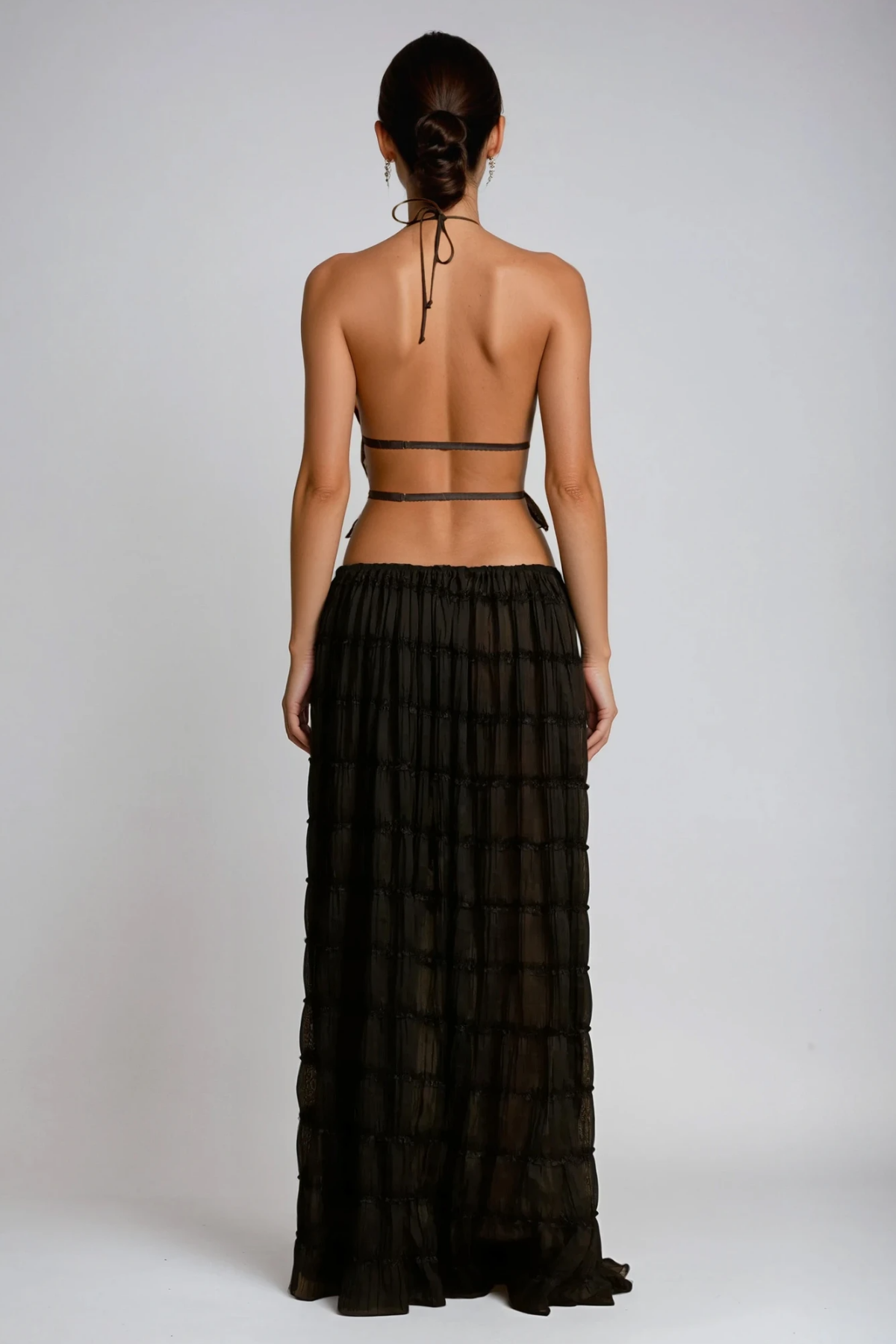 Modern Backless Skirt Set in Elegant Black