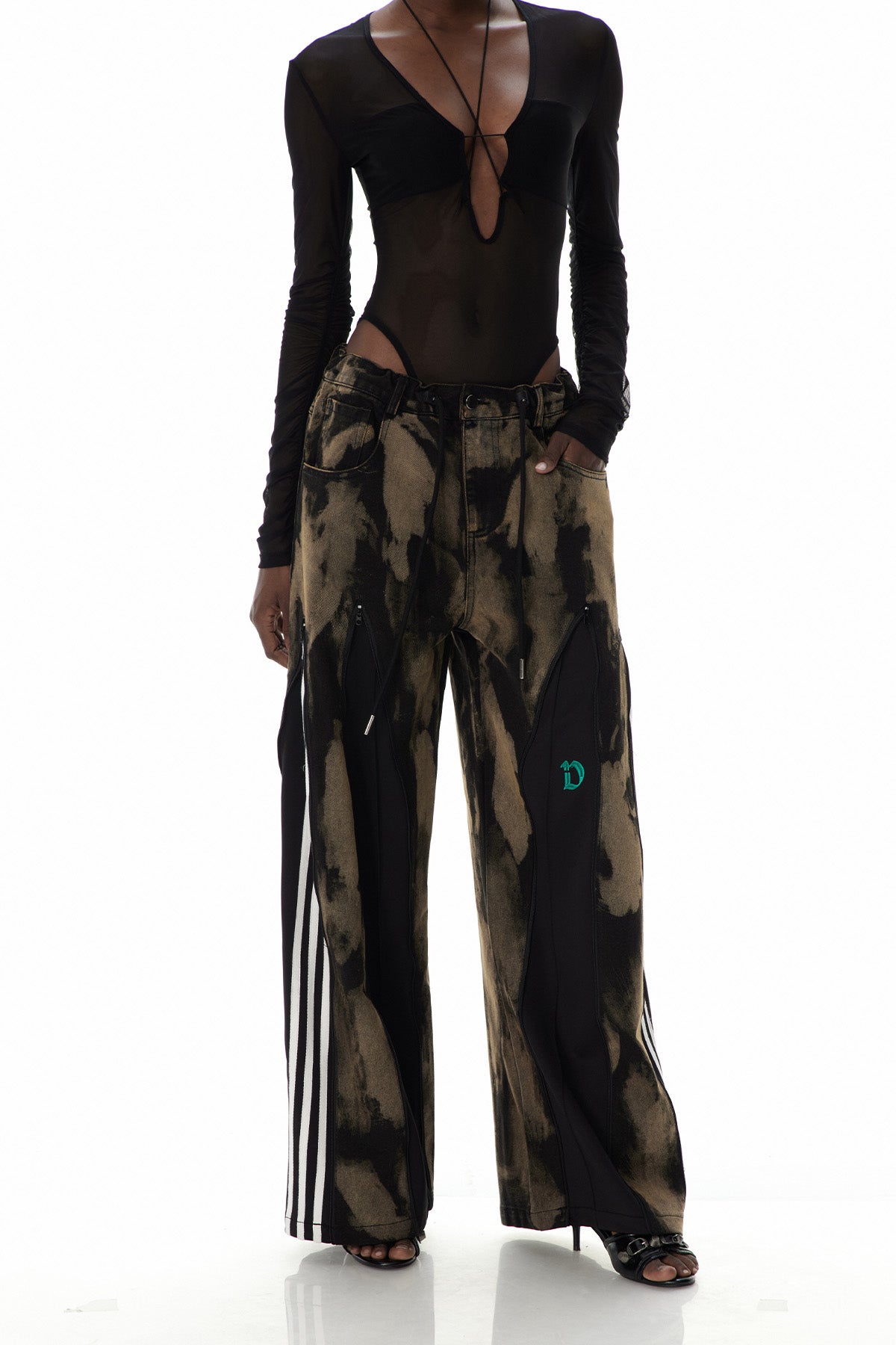 Black Zipper Tie Dye Jeans - Fashion-Forward Statement Denim