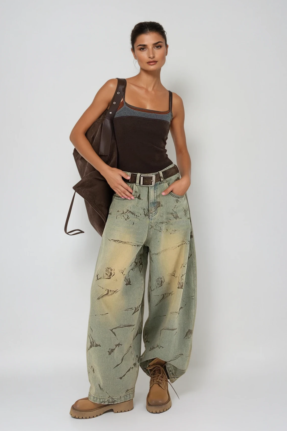 Blue Printed Baggy Jeans for Stylish Individuals