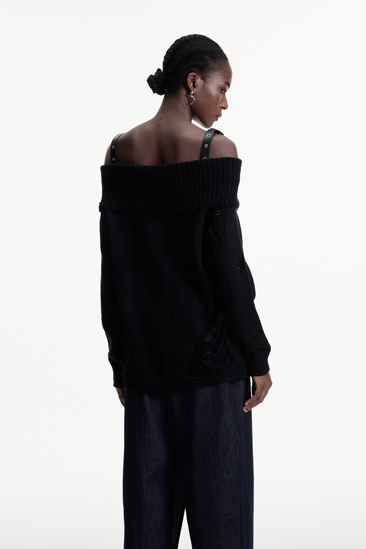 Black Knit Off-Shoulder Fringe Top - Stylish and Comfortable
