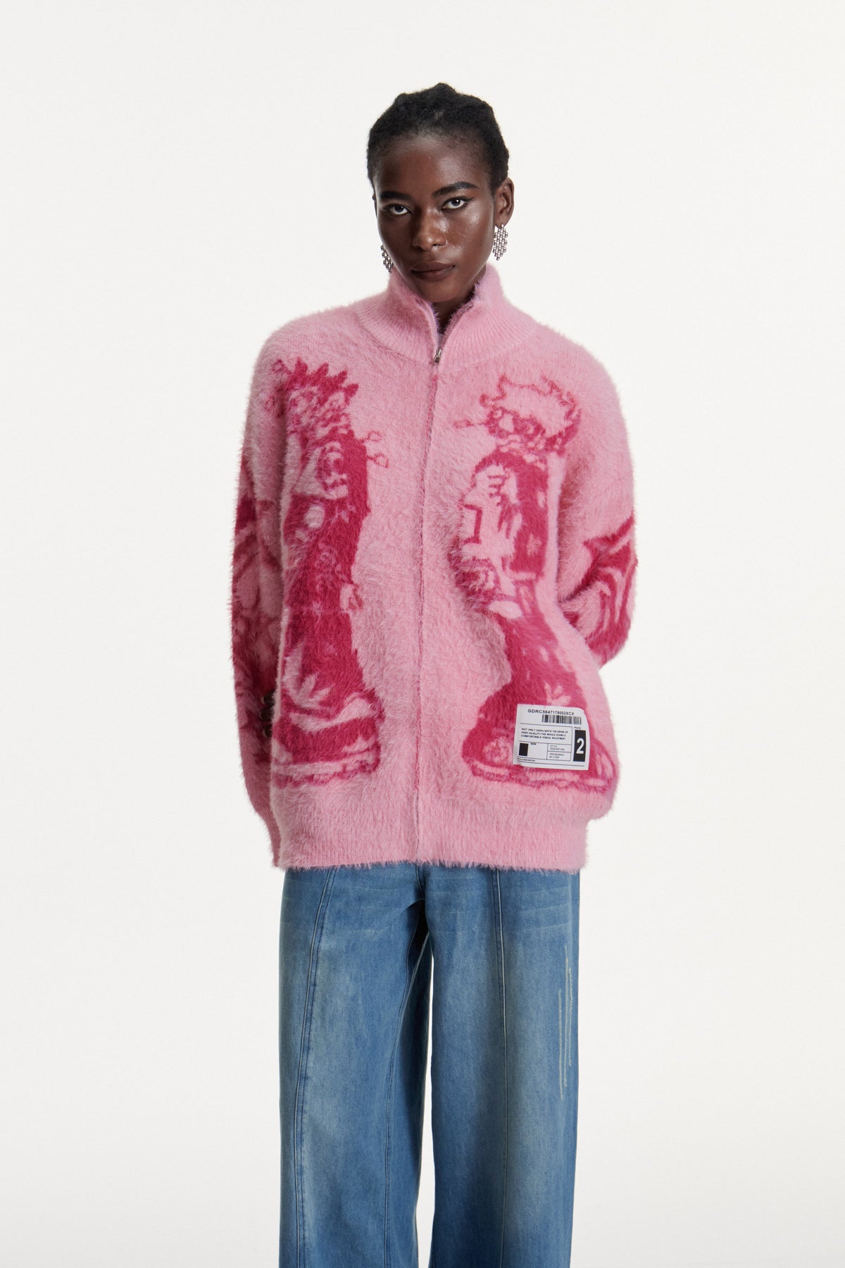Pink Printed Knit Top for Women