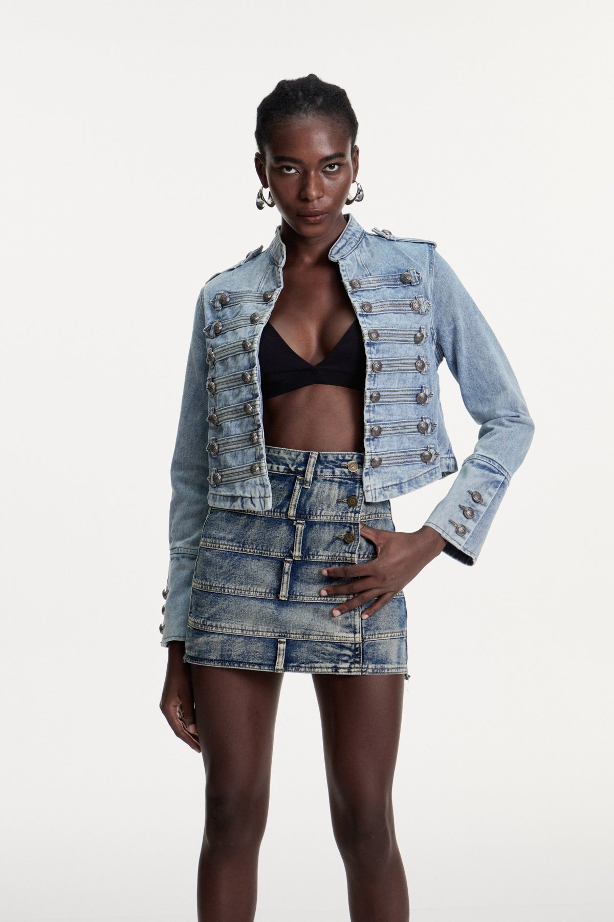 Deconstructed Buckle Denim Jacket - Urban Edge Style